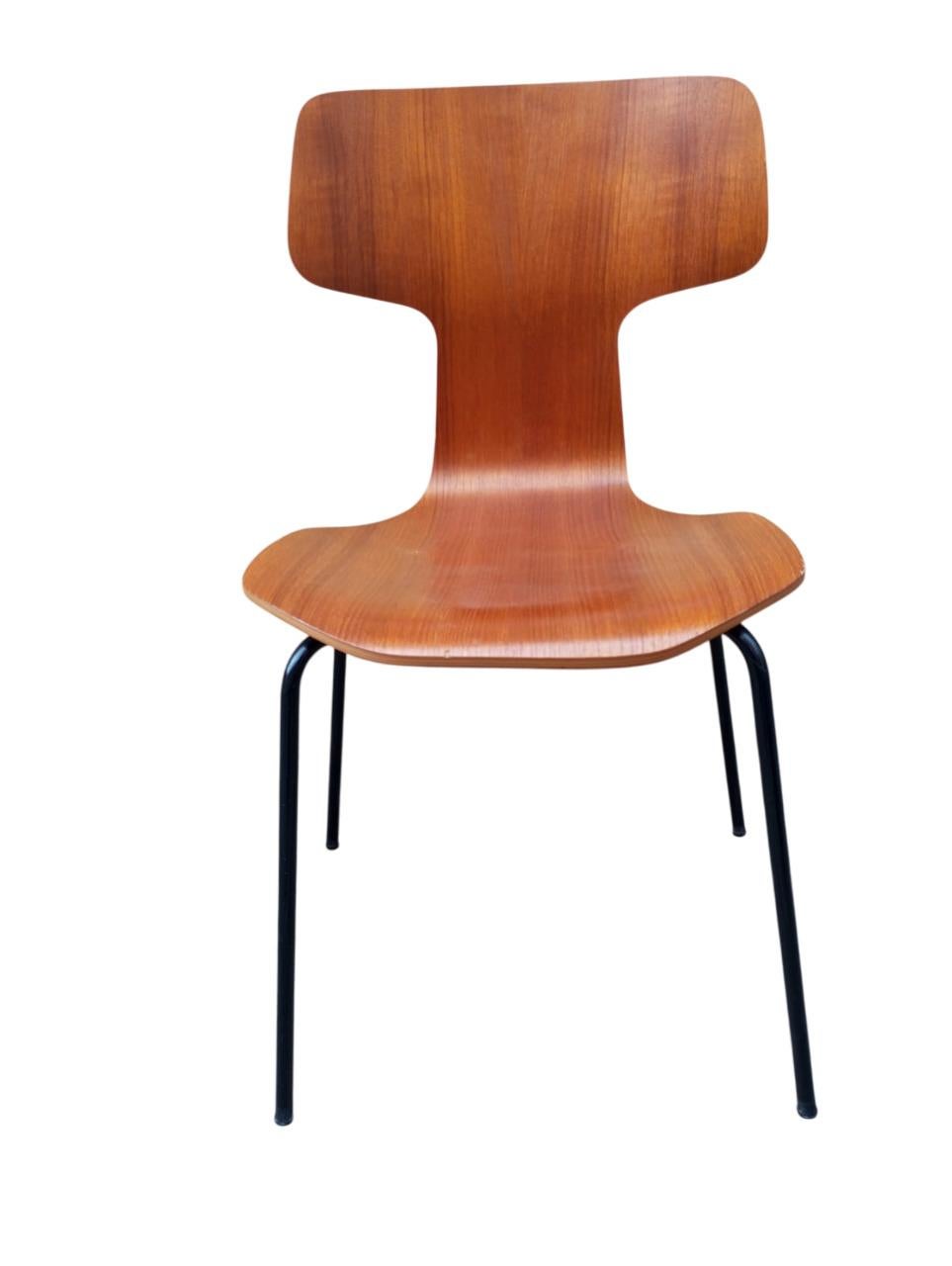 Ensemble de 6 chaises Hammer par Arne Jacobsen pour Fritz Hansen Mod. 3103 Danemark Bon état - En vente à Firenze, FI