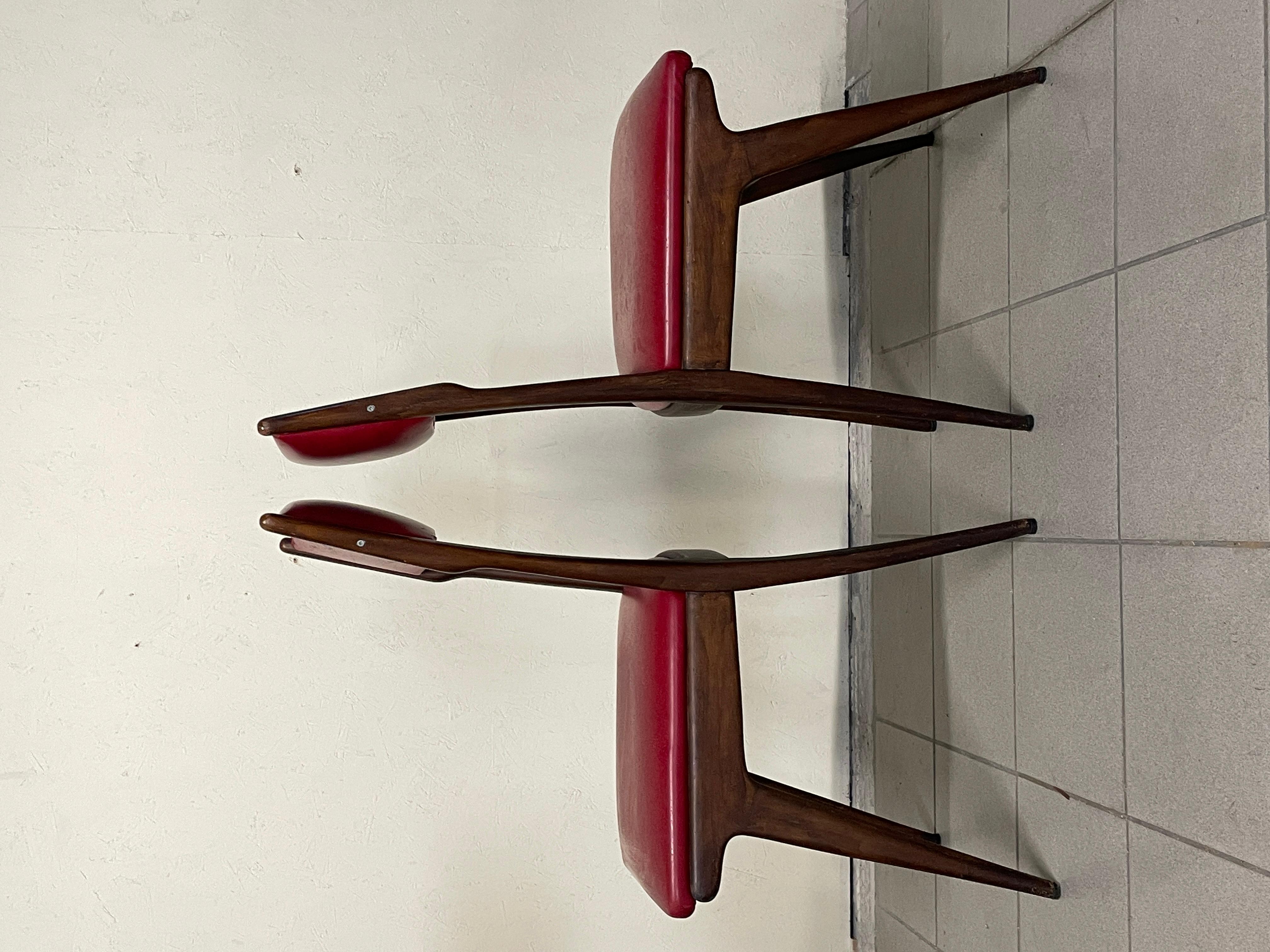 Set di 6 sedie in frassino e pelle nello stile di Carlo de Carli, anni '50 For Sale 4