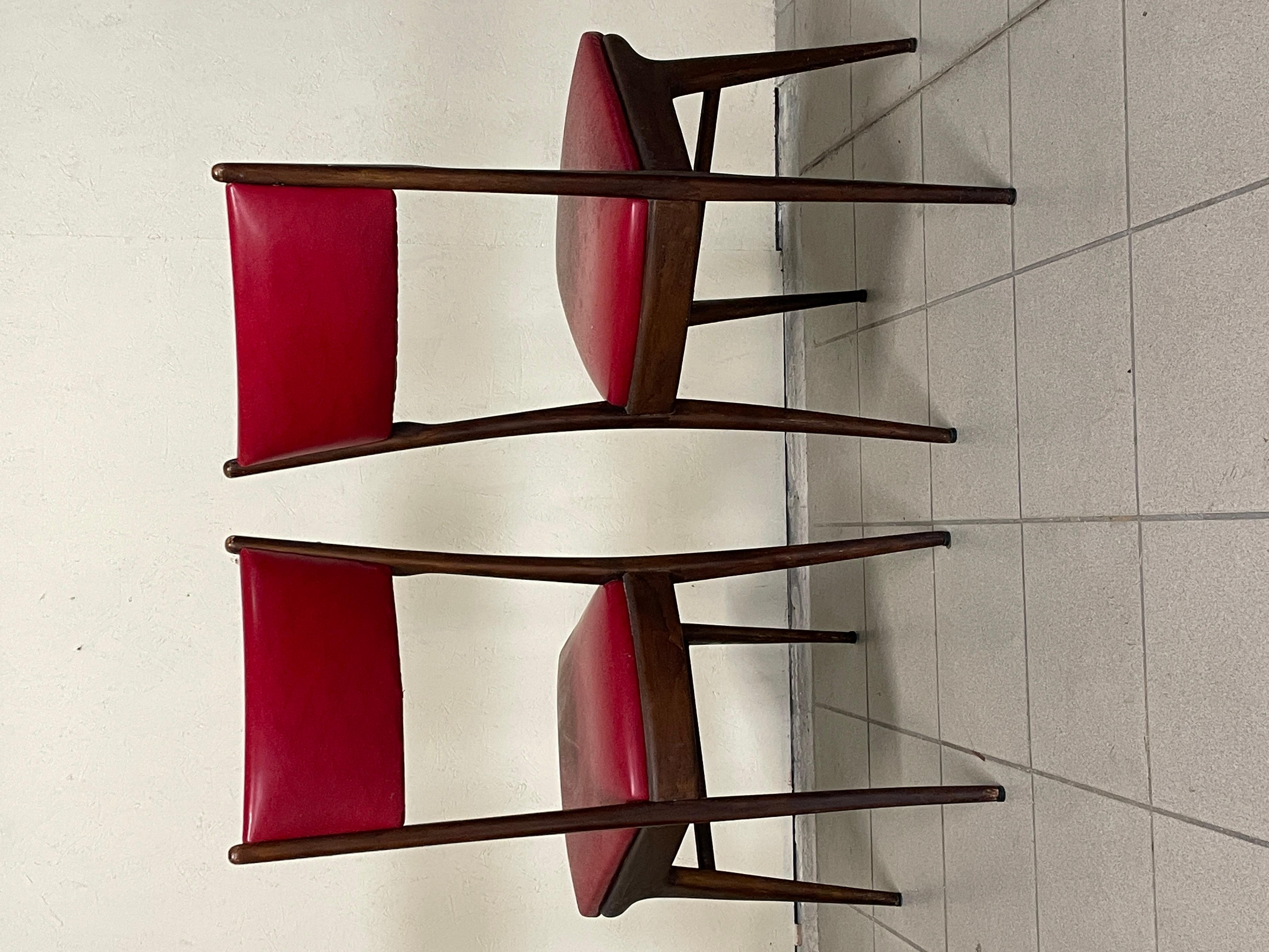 Set di 6 sedie in frassino e pelle nello stile di Carlo de Carli, anni '50 For Sale 7