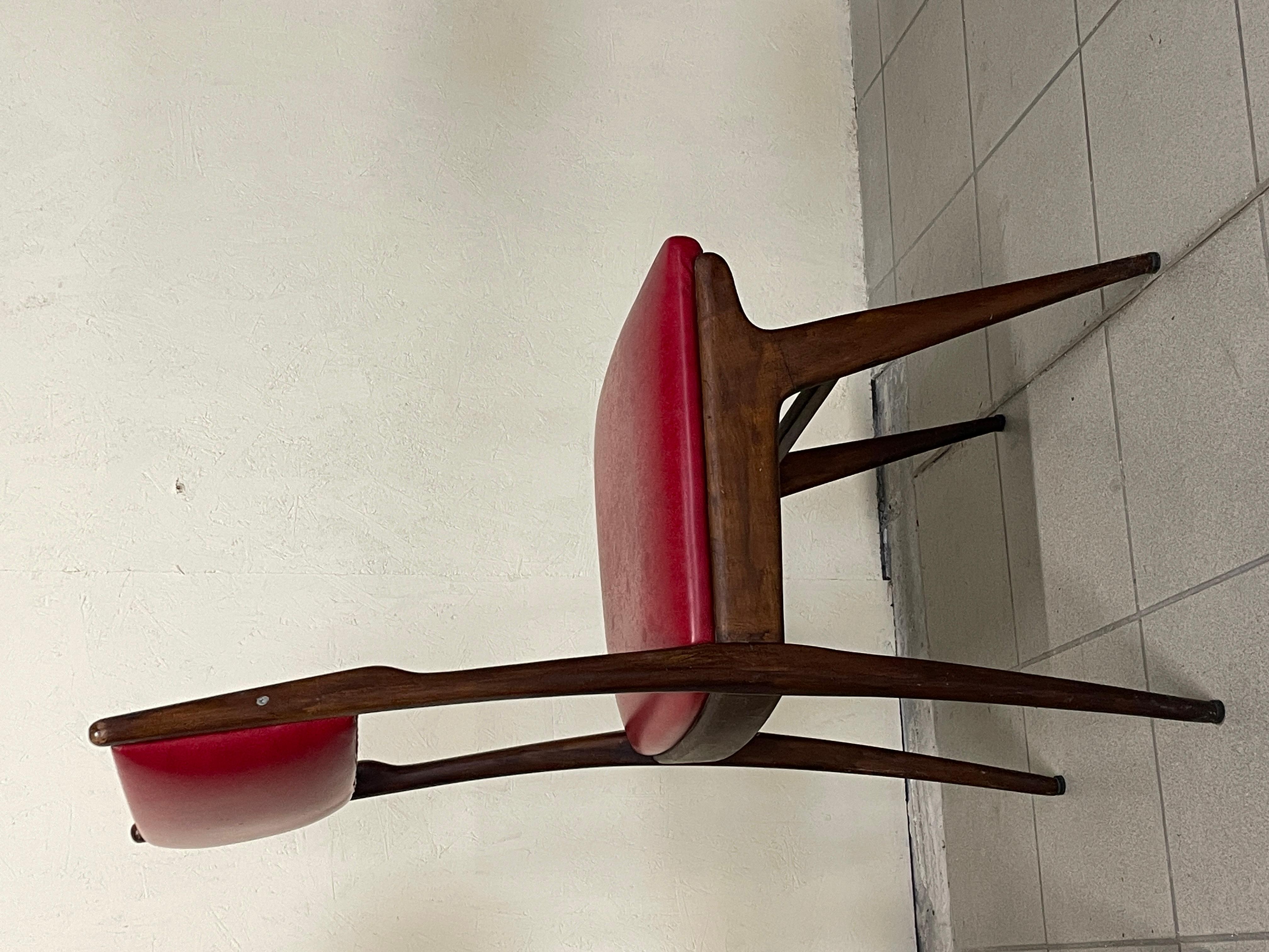 Set di 6 sedie in frassino e pelle nello stile di Carlo de Carli, anni '50 For Sale 8