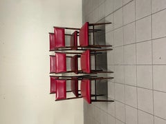 Set di 6 sedie in frassino e pelle nello stile di Carlo de Carli, anni '50