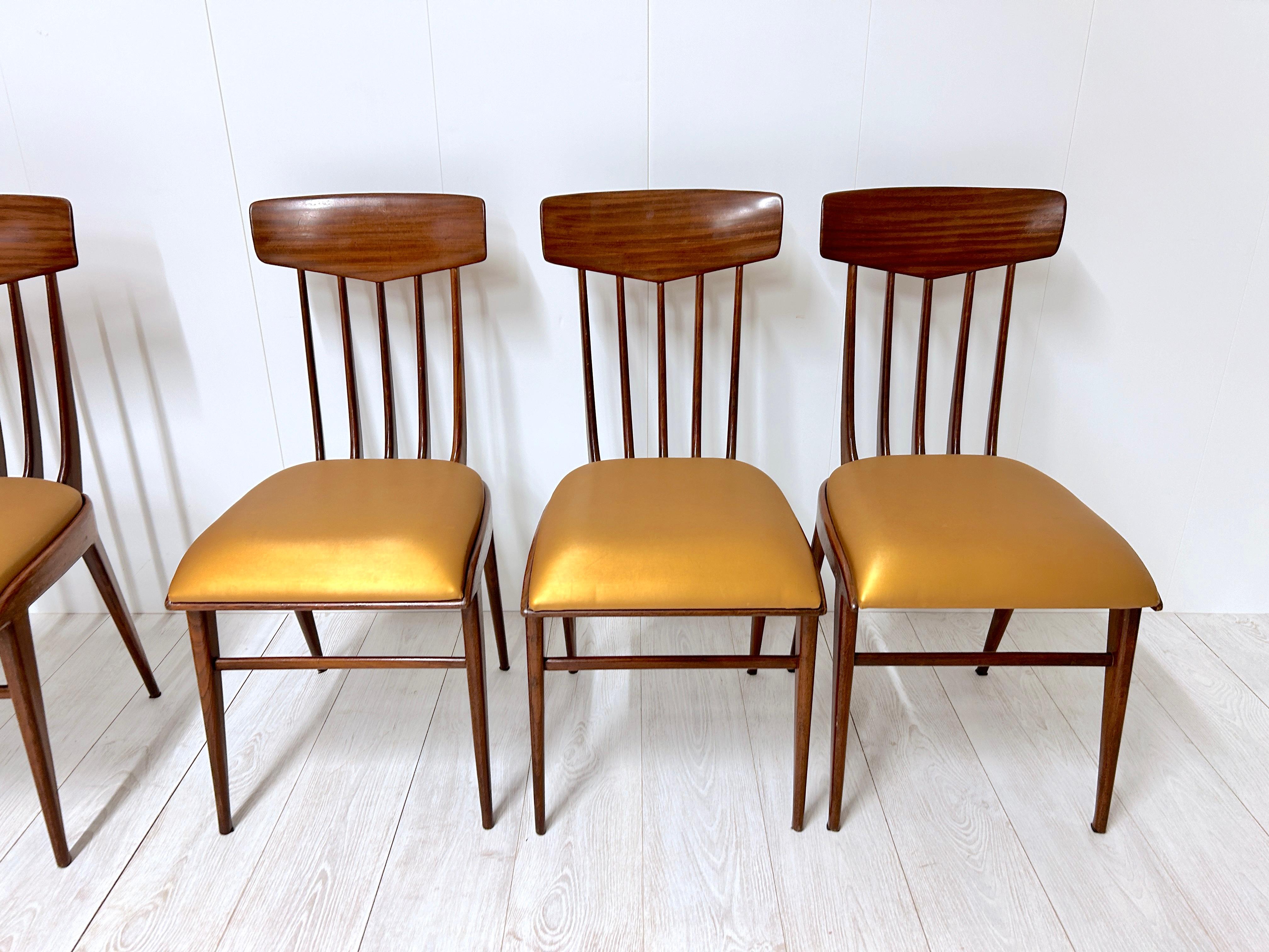 Set di 6 sedie in legno, Italia, anni '50 5
