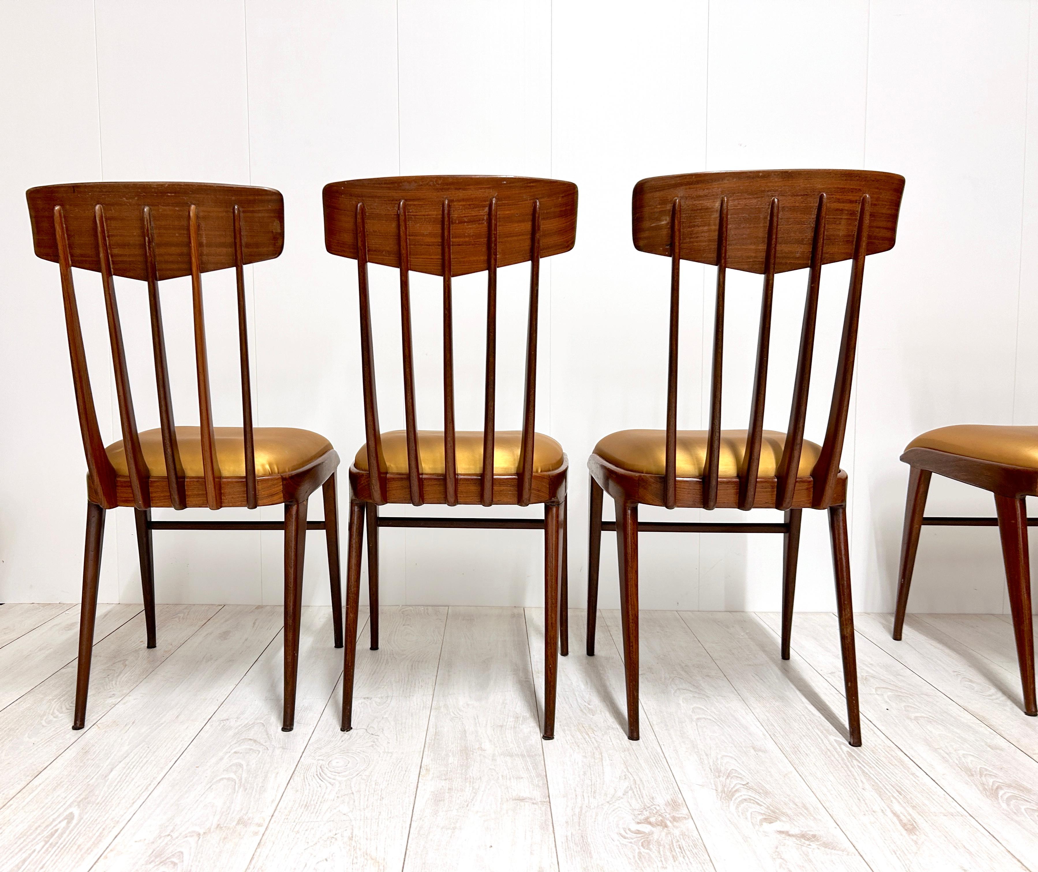 Set di 6 sedie in legno, Italia, anni '50 8