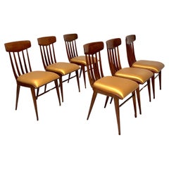 Vintage Set di 6 sedie in legno, Italia, anni '50