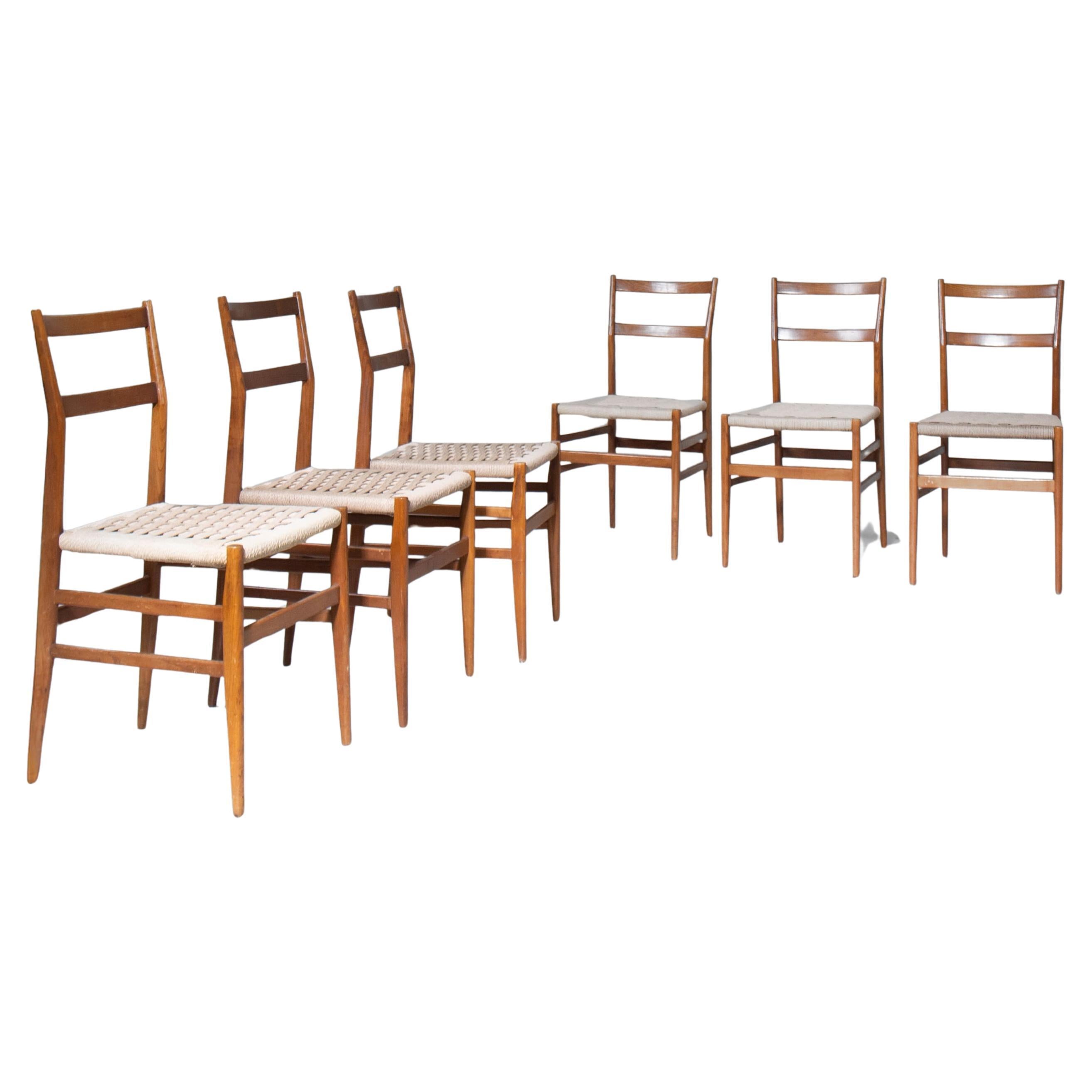 Set of 6 chairs Leggera Gio Ponti Cassina