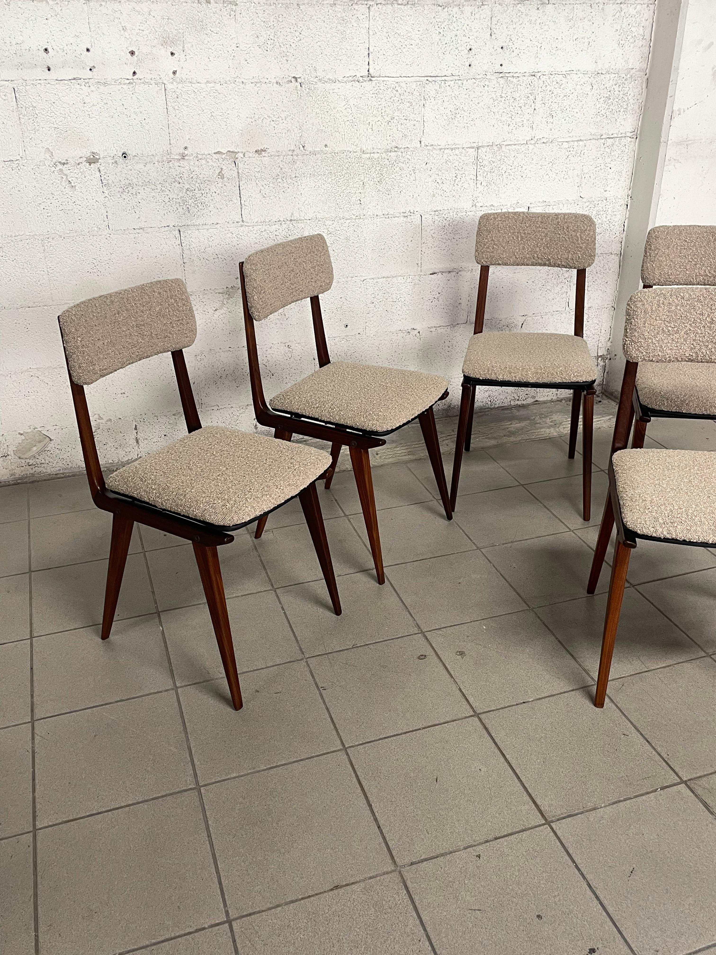 Italian Set di 6 sedie modello “Lella” di Ezio Longhi per Elam (Milano)