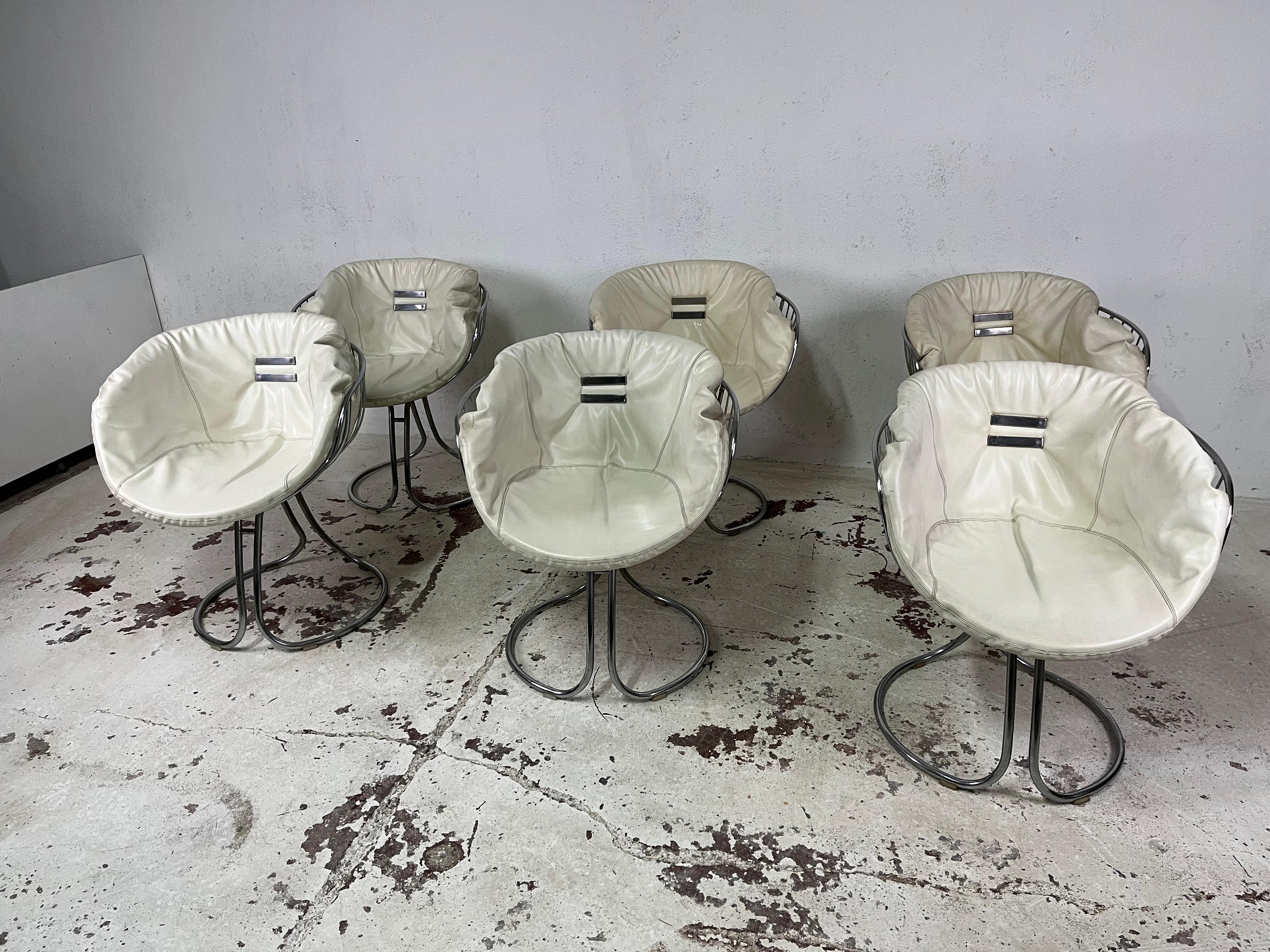 Late 20th Century Set of 6 Pan Am chairs by Gastone Rinaldi for Rima 1970s For Sale