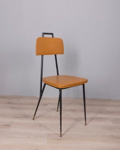 Set di 6 sedie vintage anni 60 in metallo e pelle design Italiano