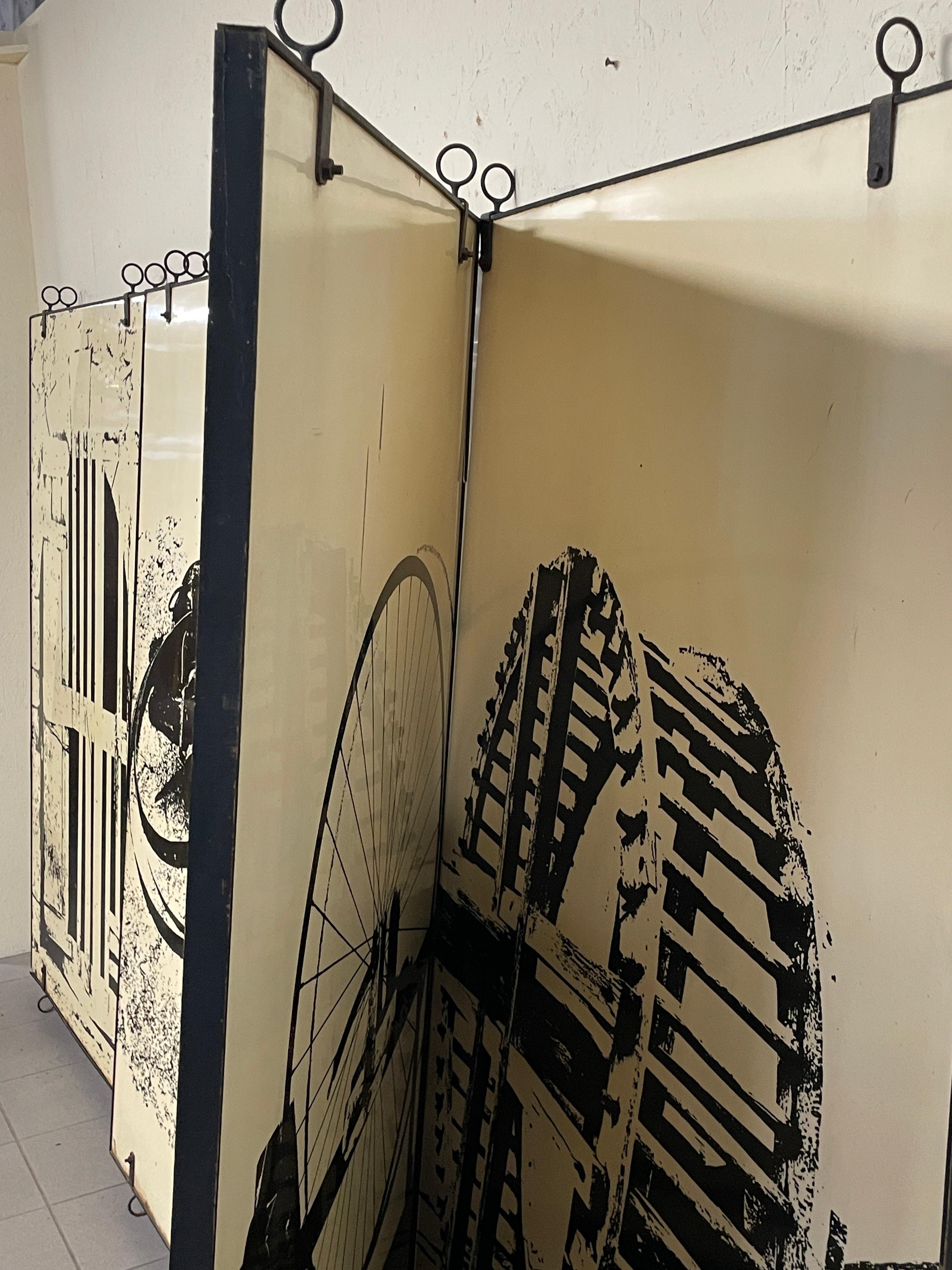 Ensemble de 7 grands panneaux décoratifs d'intérieur à double face, années 1960 6
