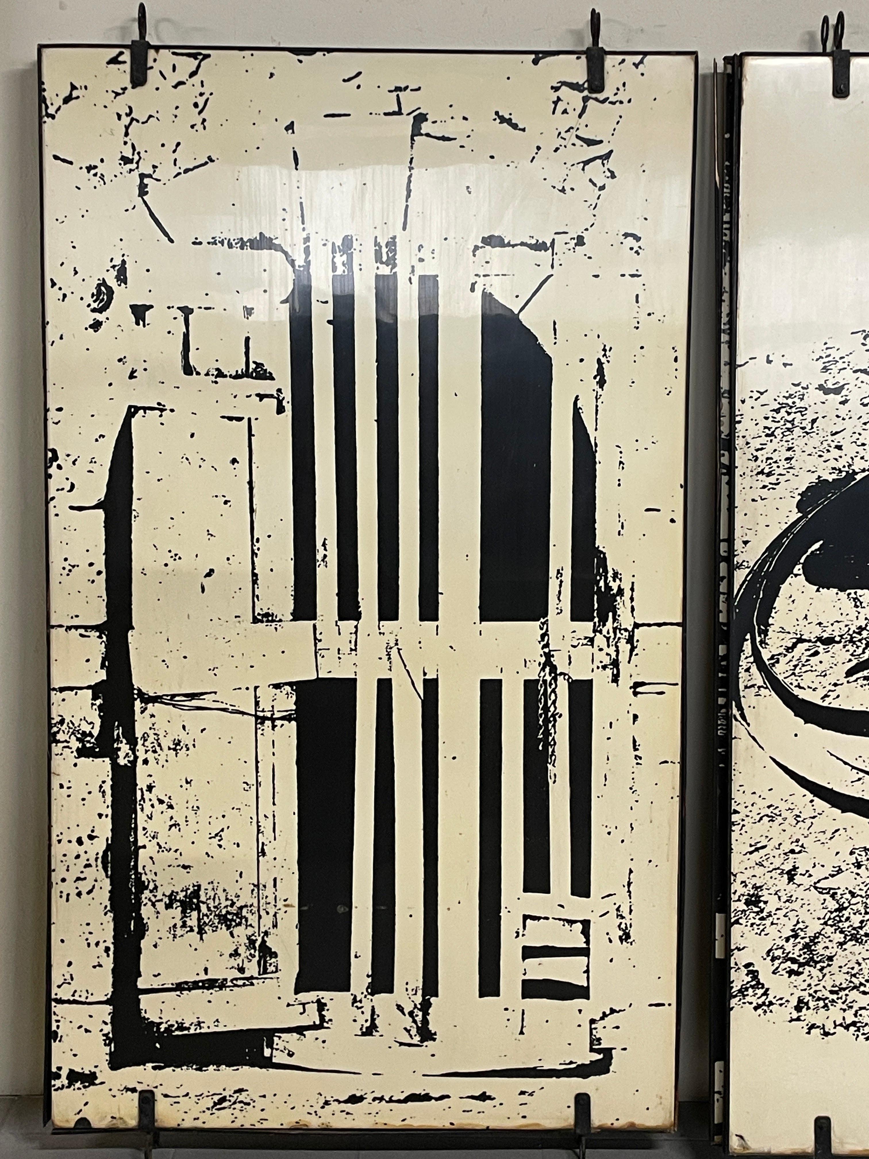 Ensemble de 7 grands panneaux décoratifs d'intérieur à double face, années 1960 2