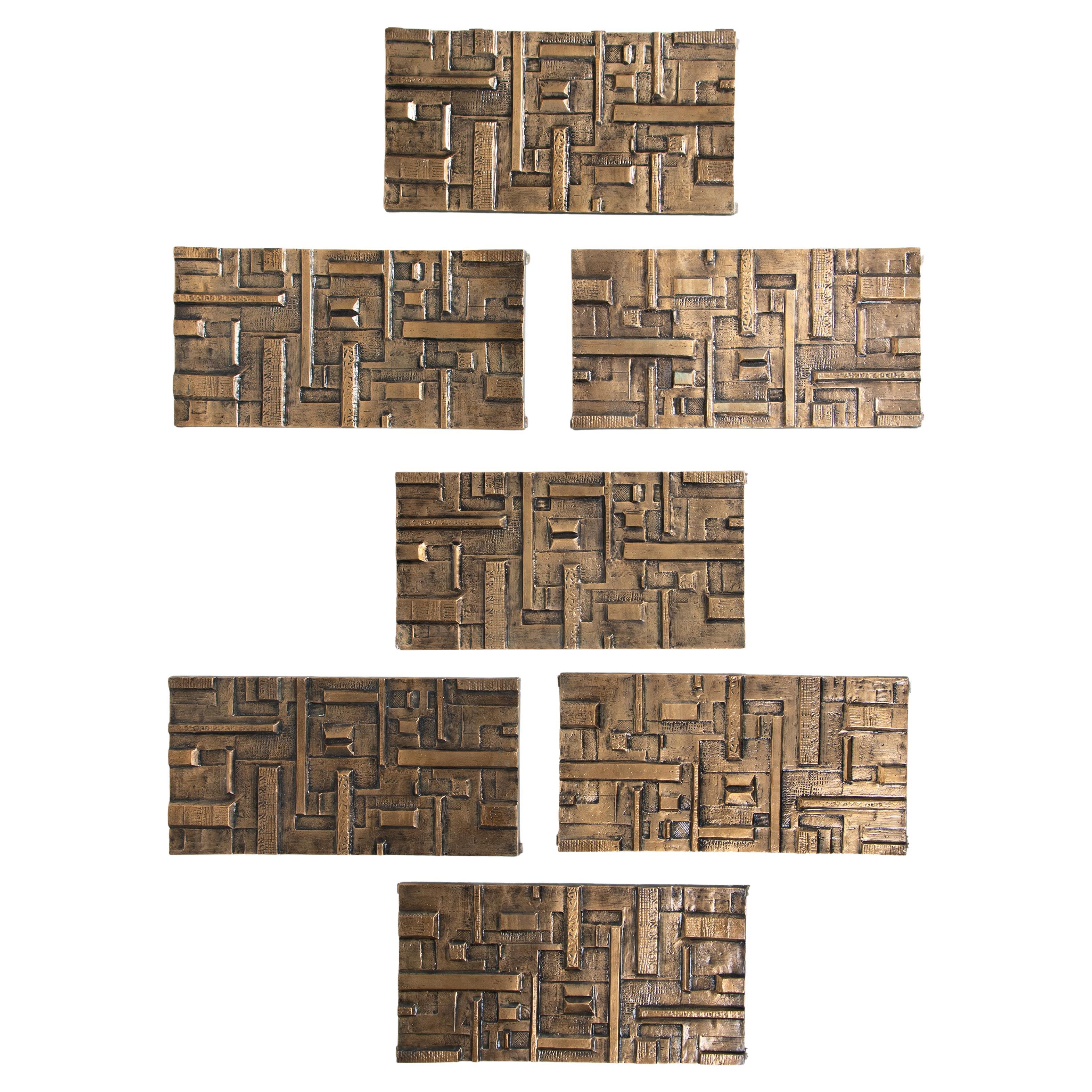 Set of 7 resin panels and bronze effect finish