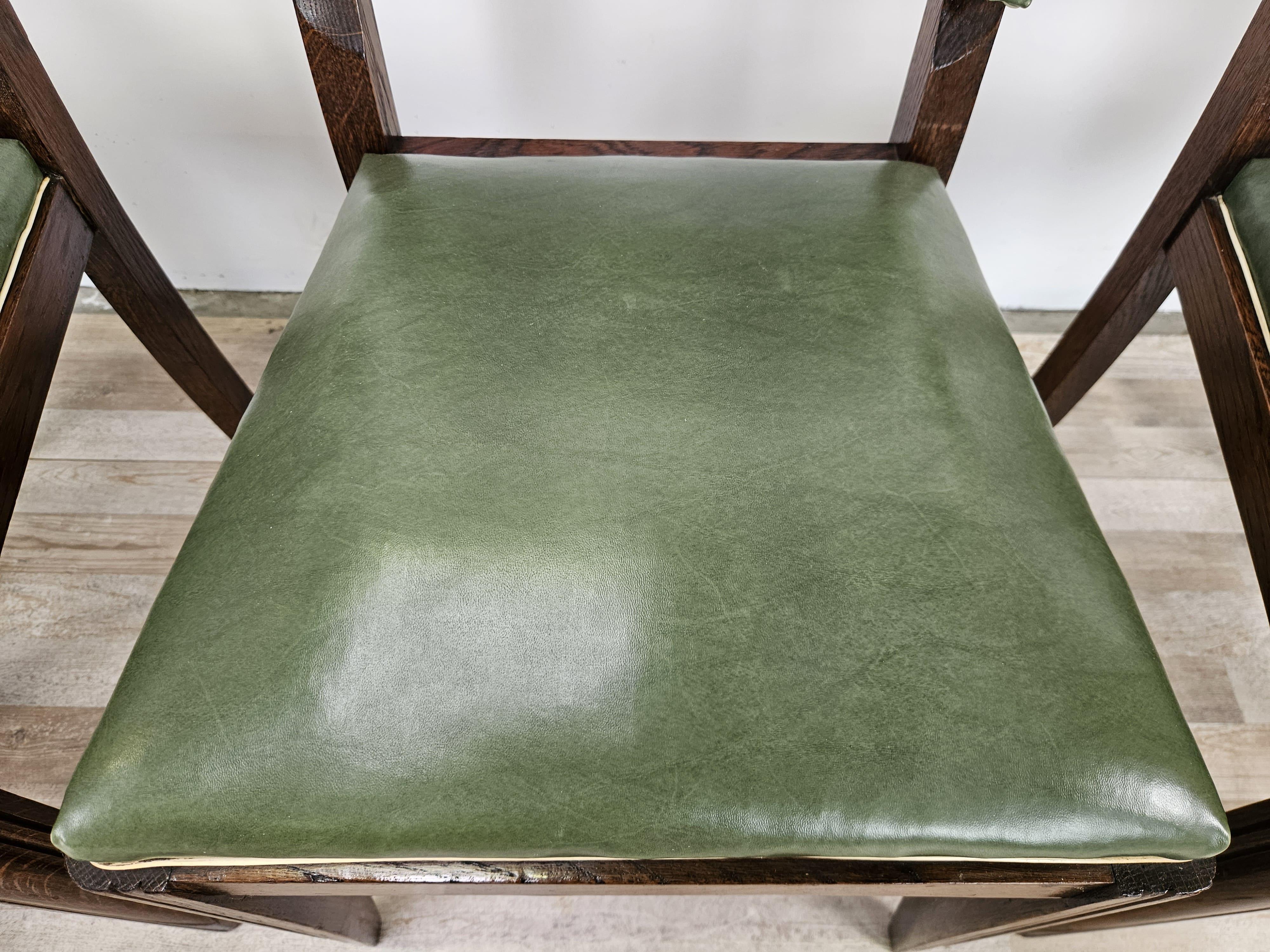 Set di 8 sedie Art Decò in rovere per sala da pranzo, 1950 in vendita 3