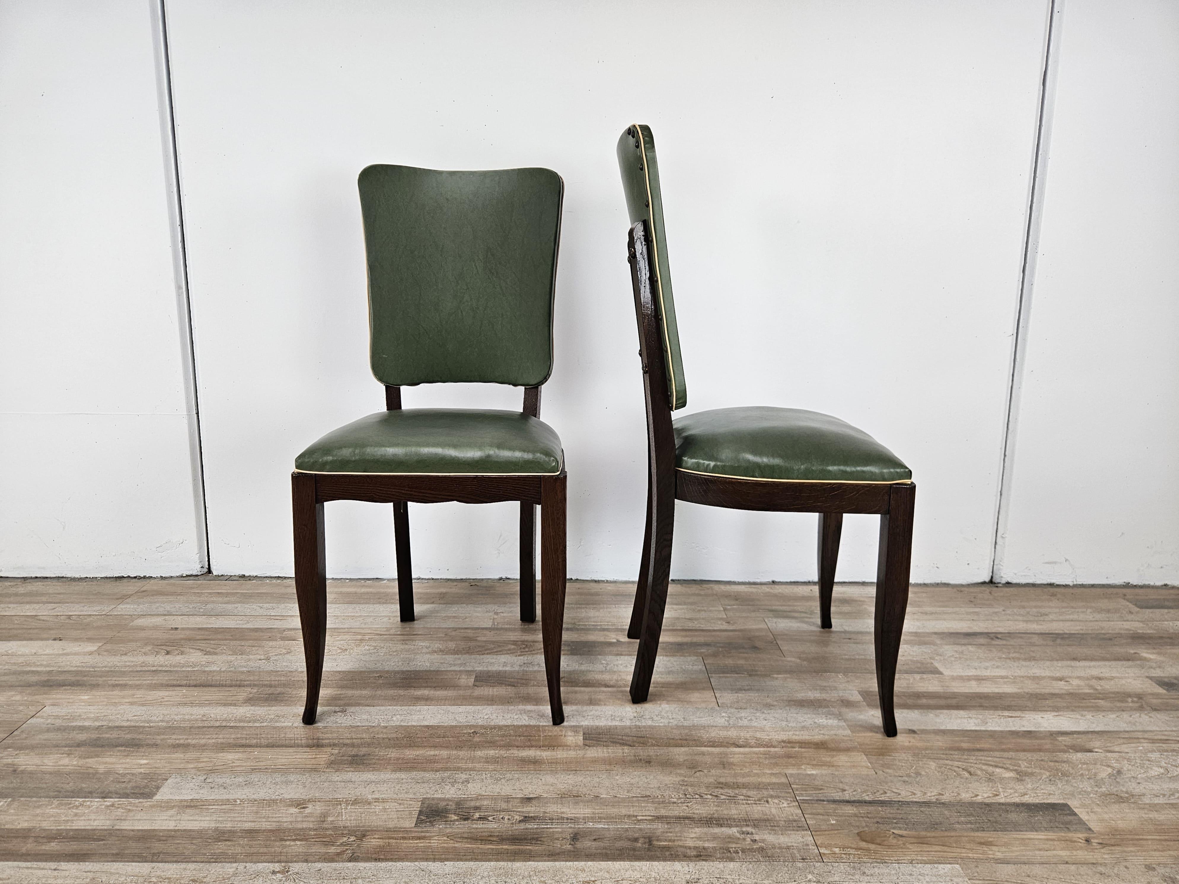 Set di 8 sedie Art Decò in rovere per sala da pranzo, 1950 in vendita 7