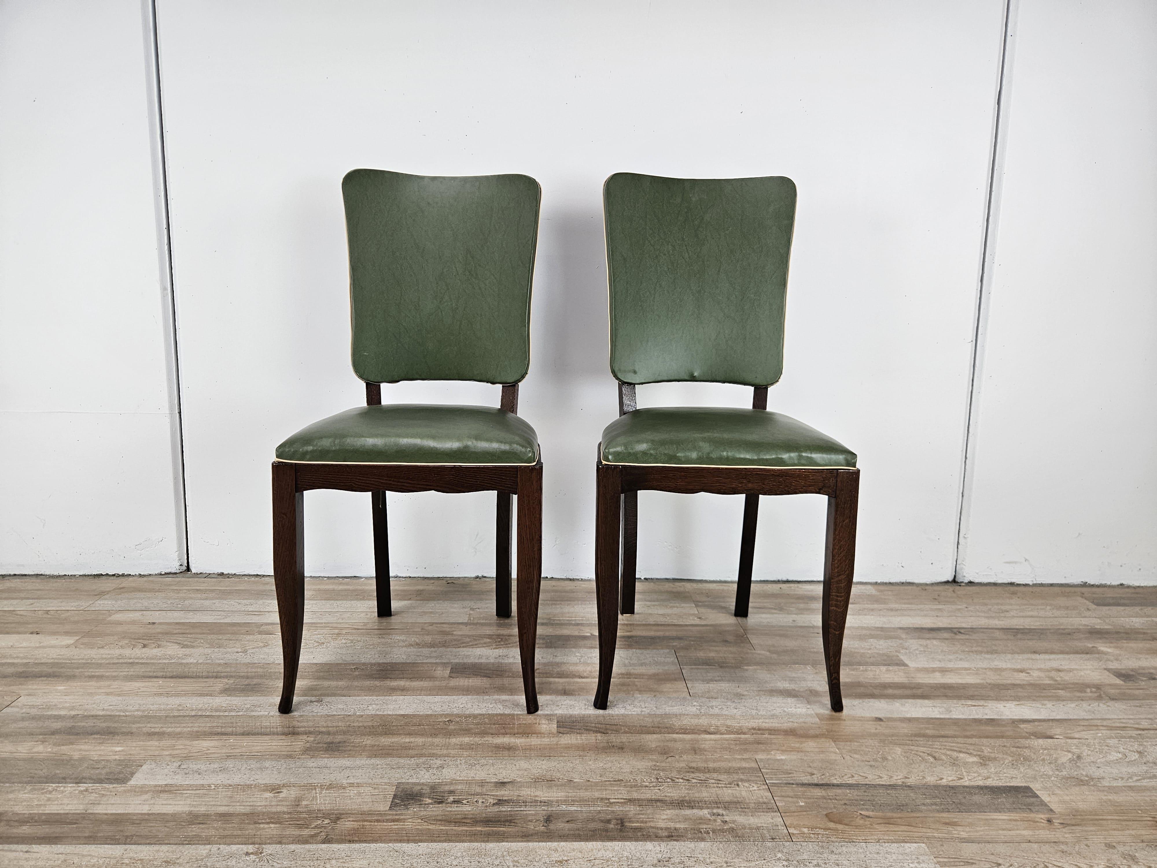 Set di 8 sedie Art Decò in rovere per sala da pranzo, 1950 in vendita 9