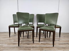 Set di 8 sedie Art Decò in rovere per sala da pranzo, 1950