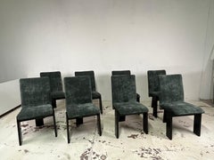 Set di 8 sedie in legno laccato e velluto di Tisettanta anni 70’