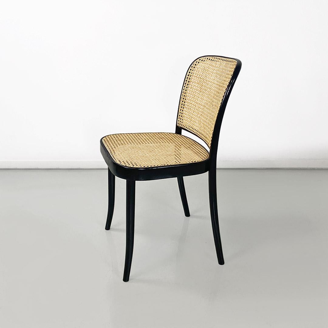 Early 20th Century Ensemble de 8 chaises en bois verni noir Vienna straw antique Italian 1900s en vente