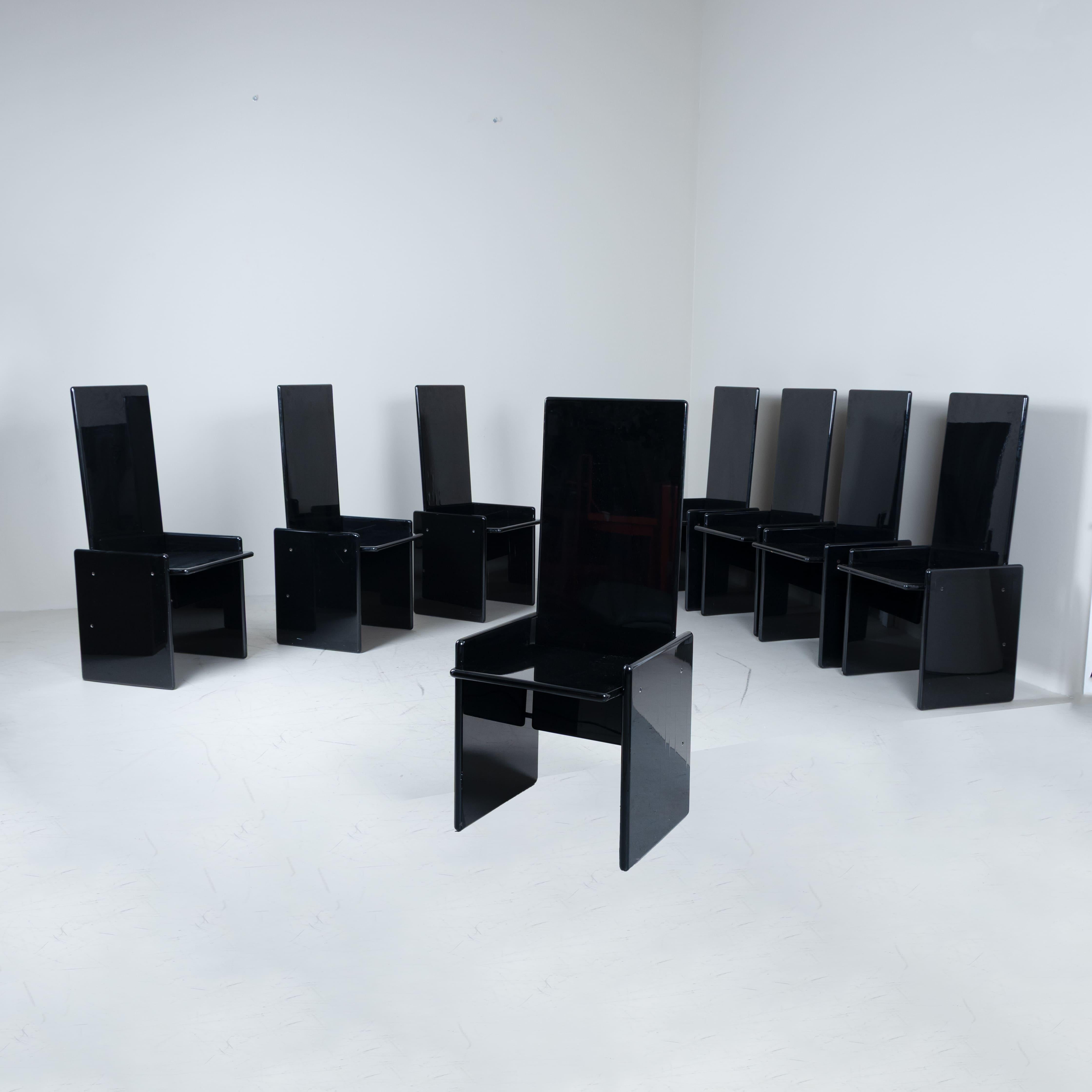 Moderne Ensemble de 8 chaises Kazuki, Kazuhide Takahama, Simon International, Italie, 1970 en vente
