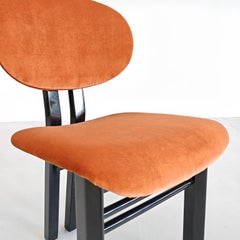 Set di 8 sedie "MED ACERBIS" laccate nere e velluto color ruggine Italia anni 80