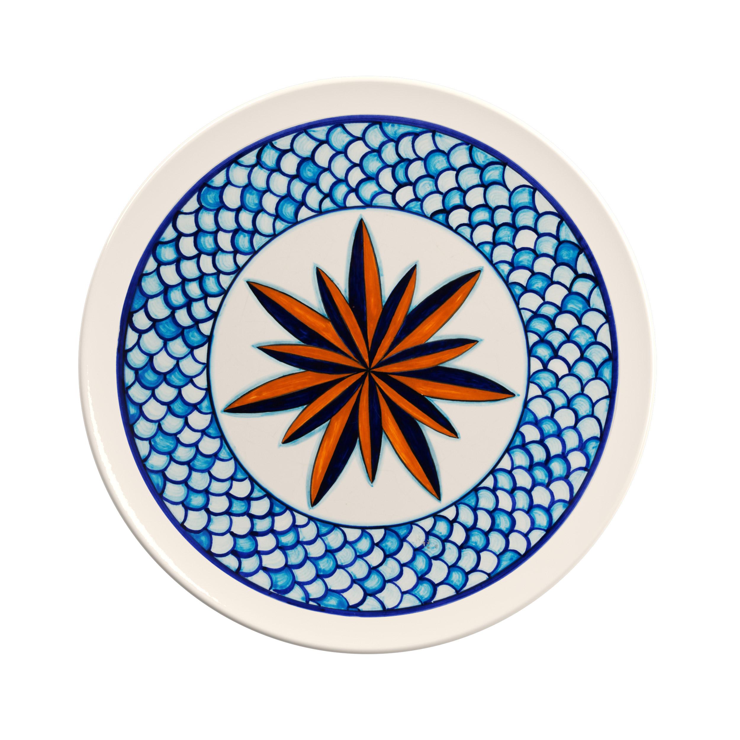 Contemporary Set of 9 ceramic collectible plates, interamante hand-painted. For Sale