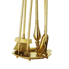 Holy Cross brass fireplace tool set