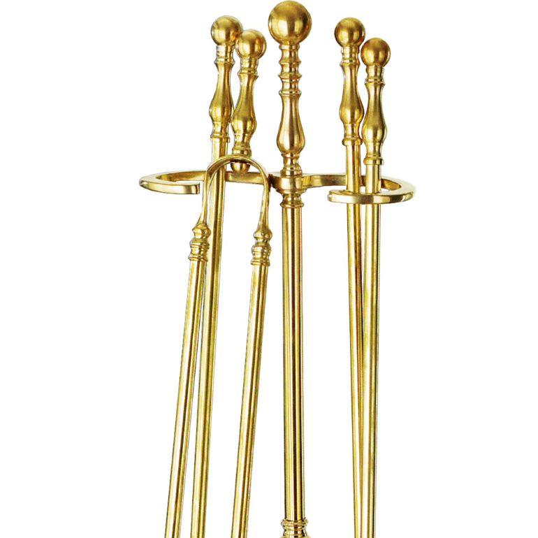 Contemporary Holy Cross brass fireplace tool set For Sale