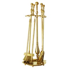Holy Cross brass fireplace tool set