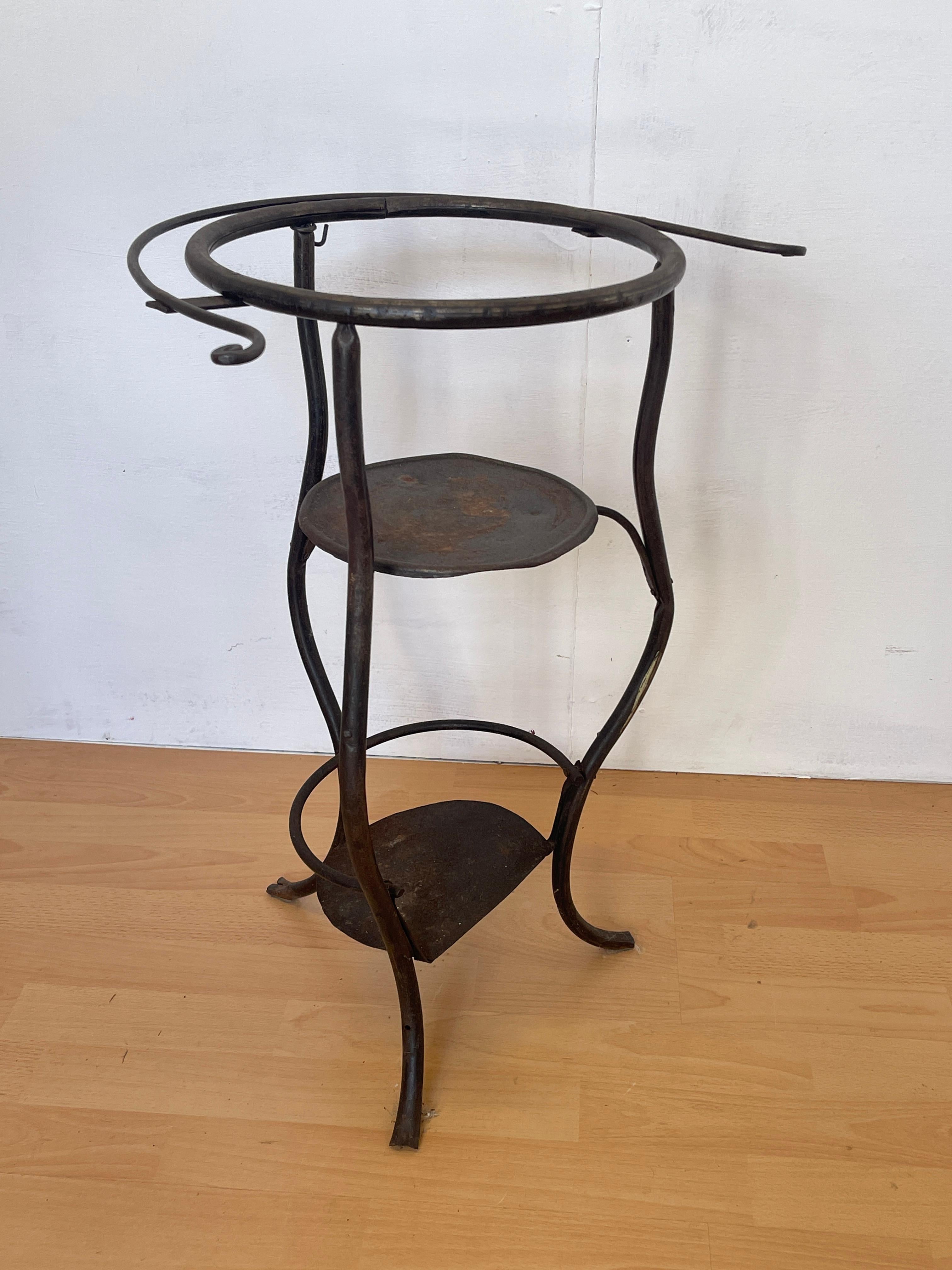 Hand-Crafted Wrought Iron Flower Bases Set - Vintage Design For Sale