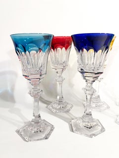 Mehrfarbiges Chenonceaux-Kelchglas-Set aus Sèvres-Kristall, 60er Jahre