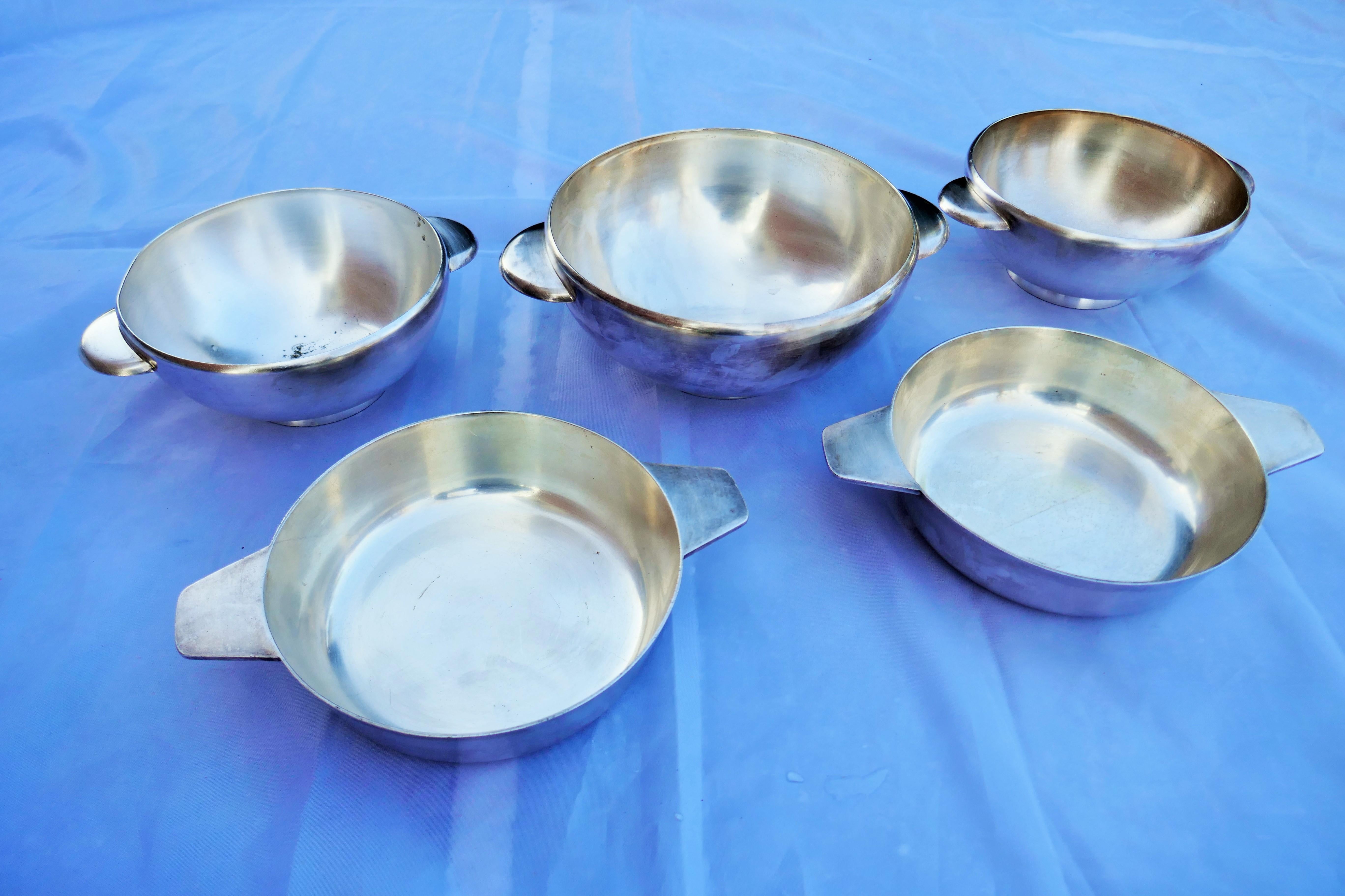 Modern Set of five cookware by Giò Ponti for ArtKrupp Berndorf and Sambonet  For Sale