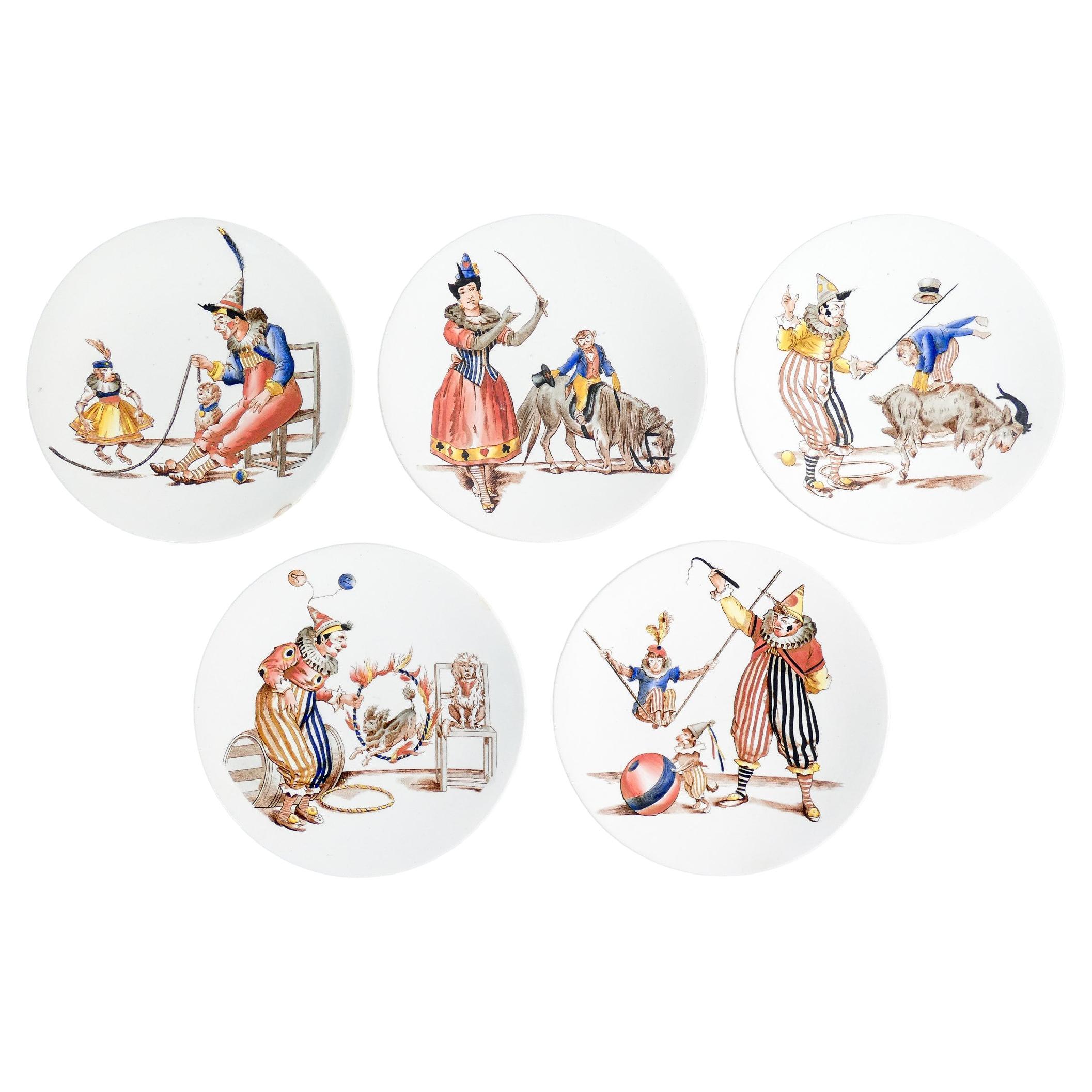 Set of five plates from the Pagliacci series by the RICHARD Ceramic Company. For Sale