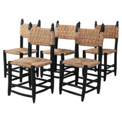 Set of five Moroccan wooden chairs