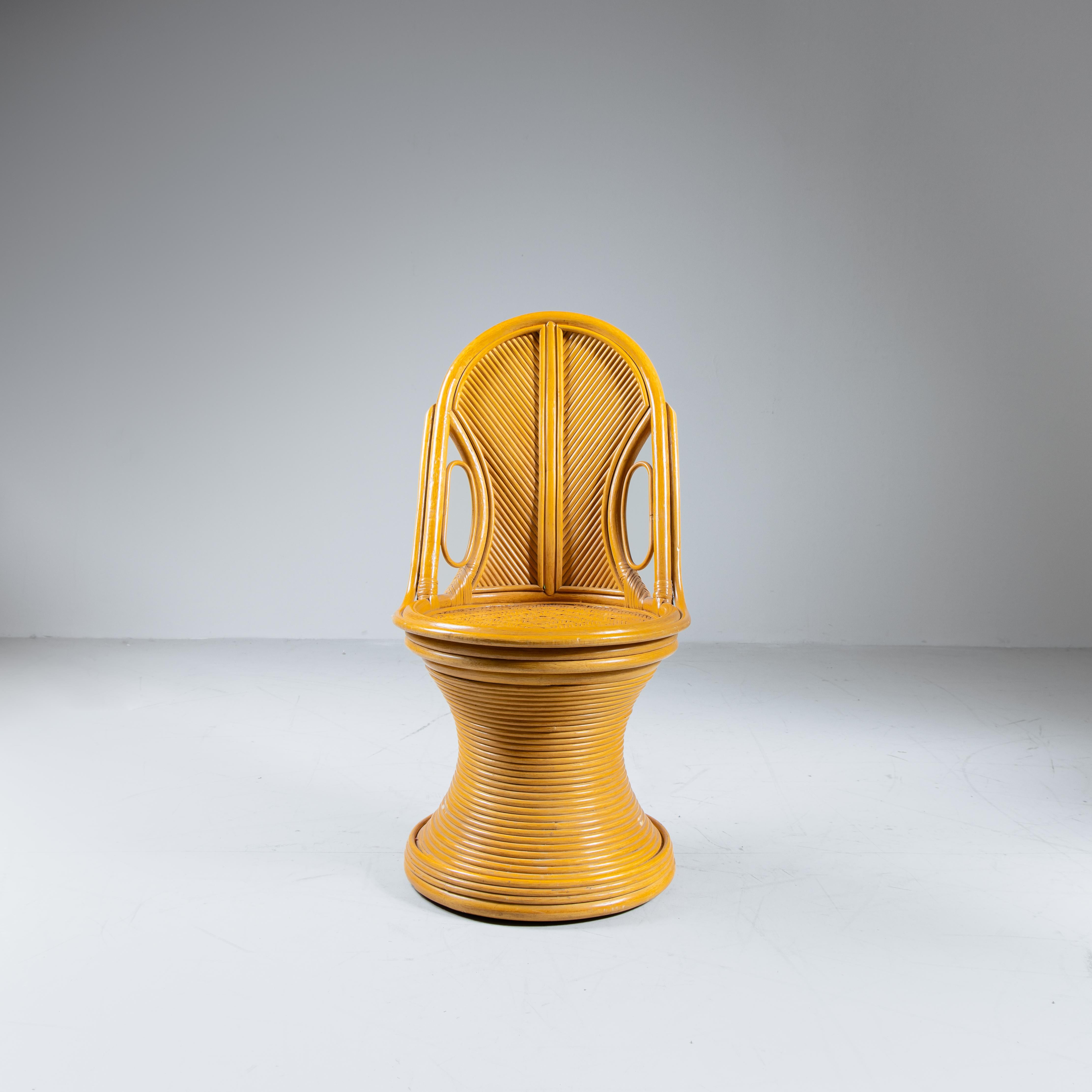 Set of console table, mirror, rattan stool, 1970s For Sale 9