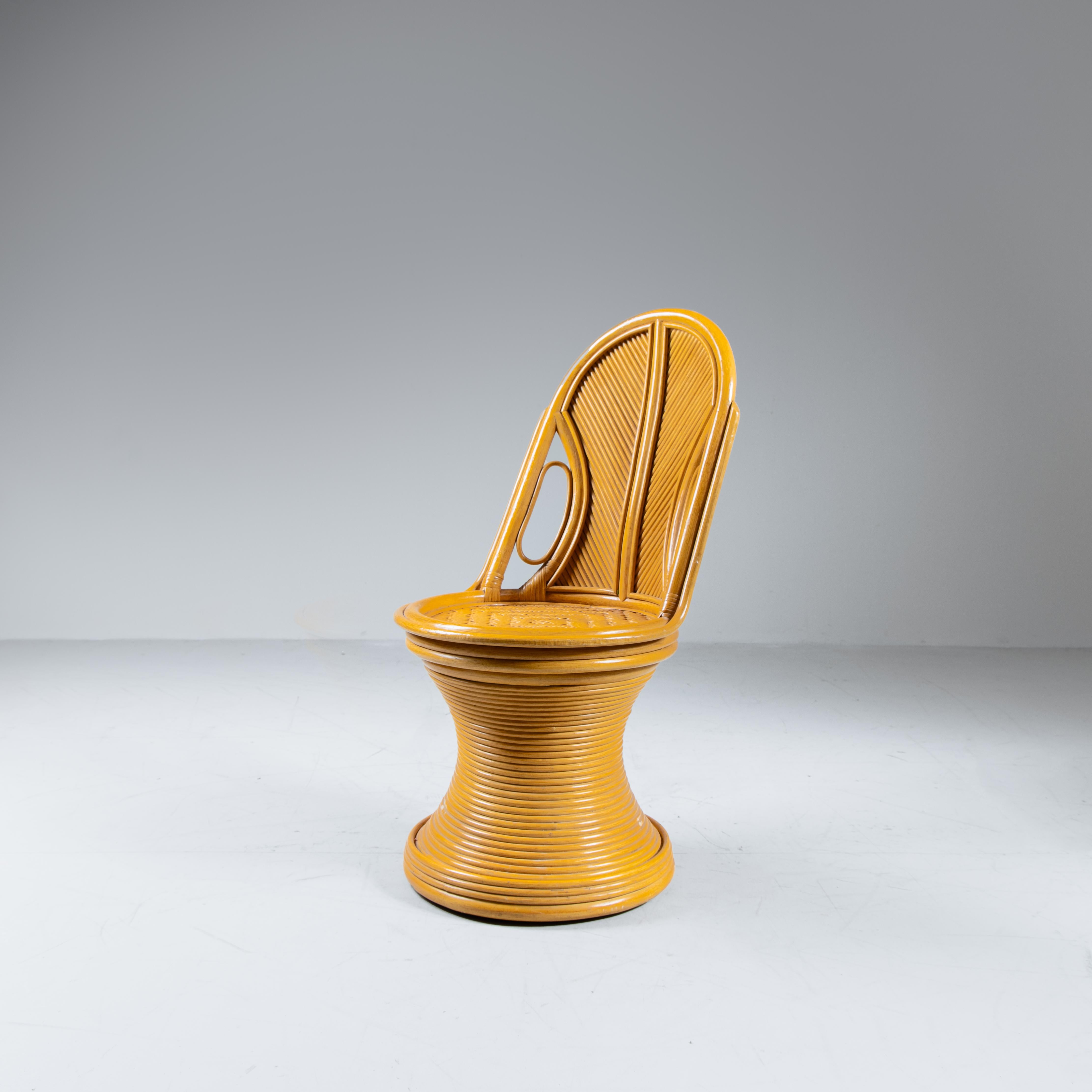 Set of console table, mirror, rattan stool, 1970s For Sale 10