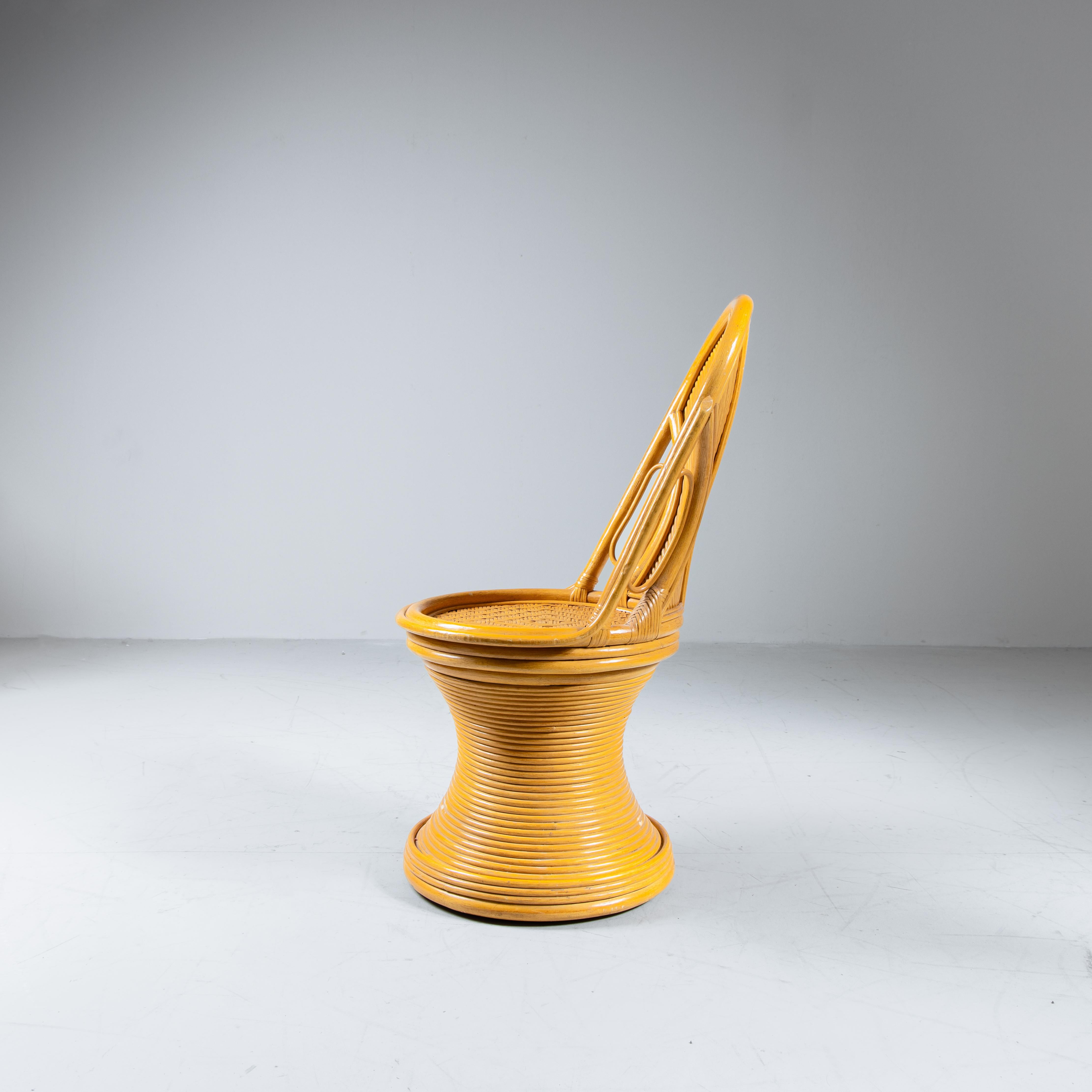 Set of console table, mirror, rattan stool, 1970s For Sale 11