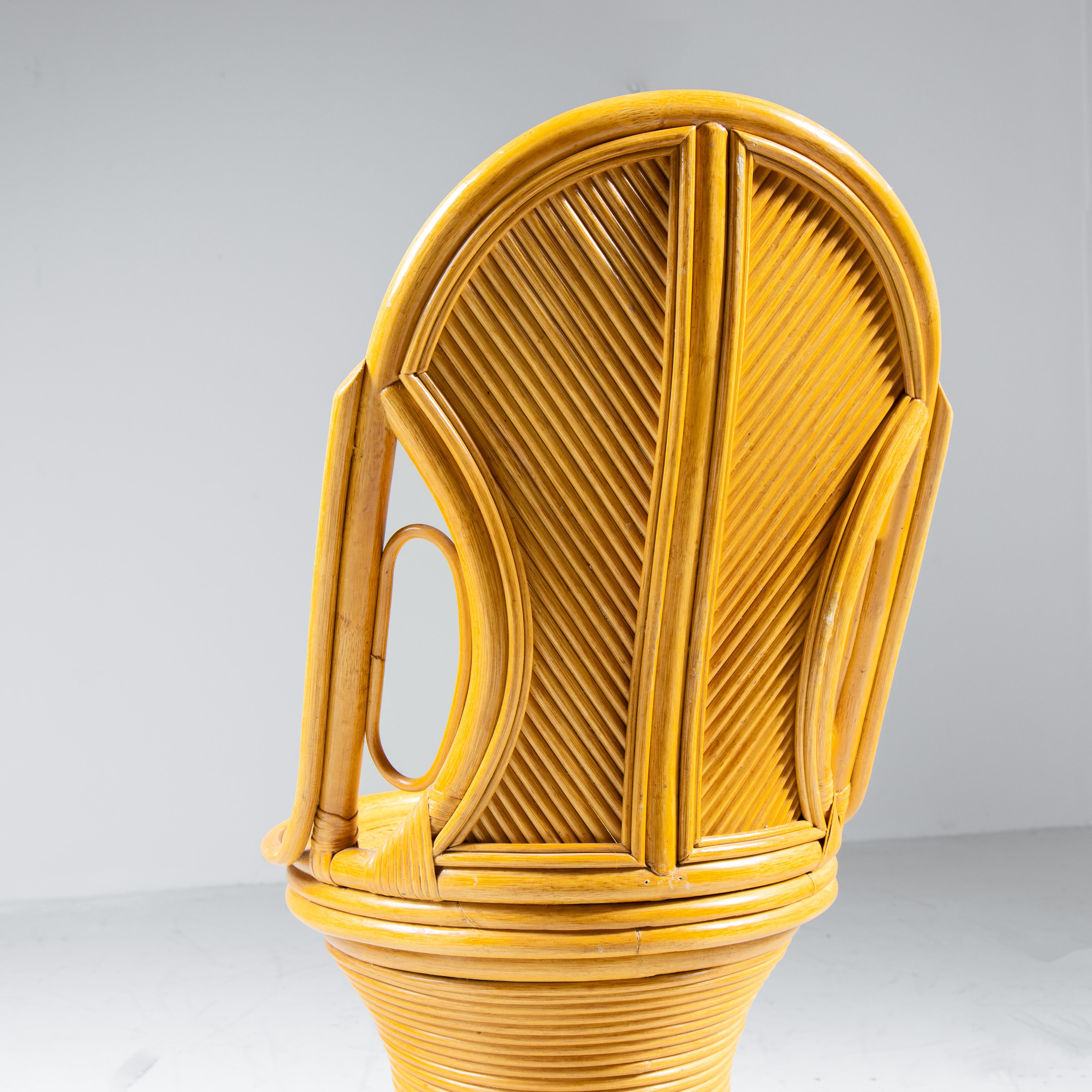Set of console table, mirror, rattan stool, 1970s For Sale 13