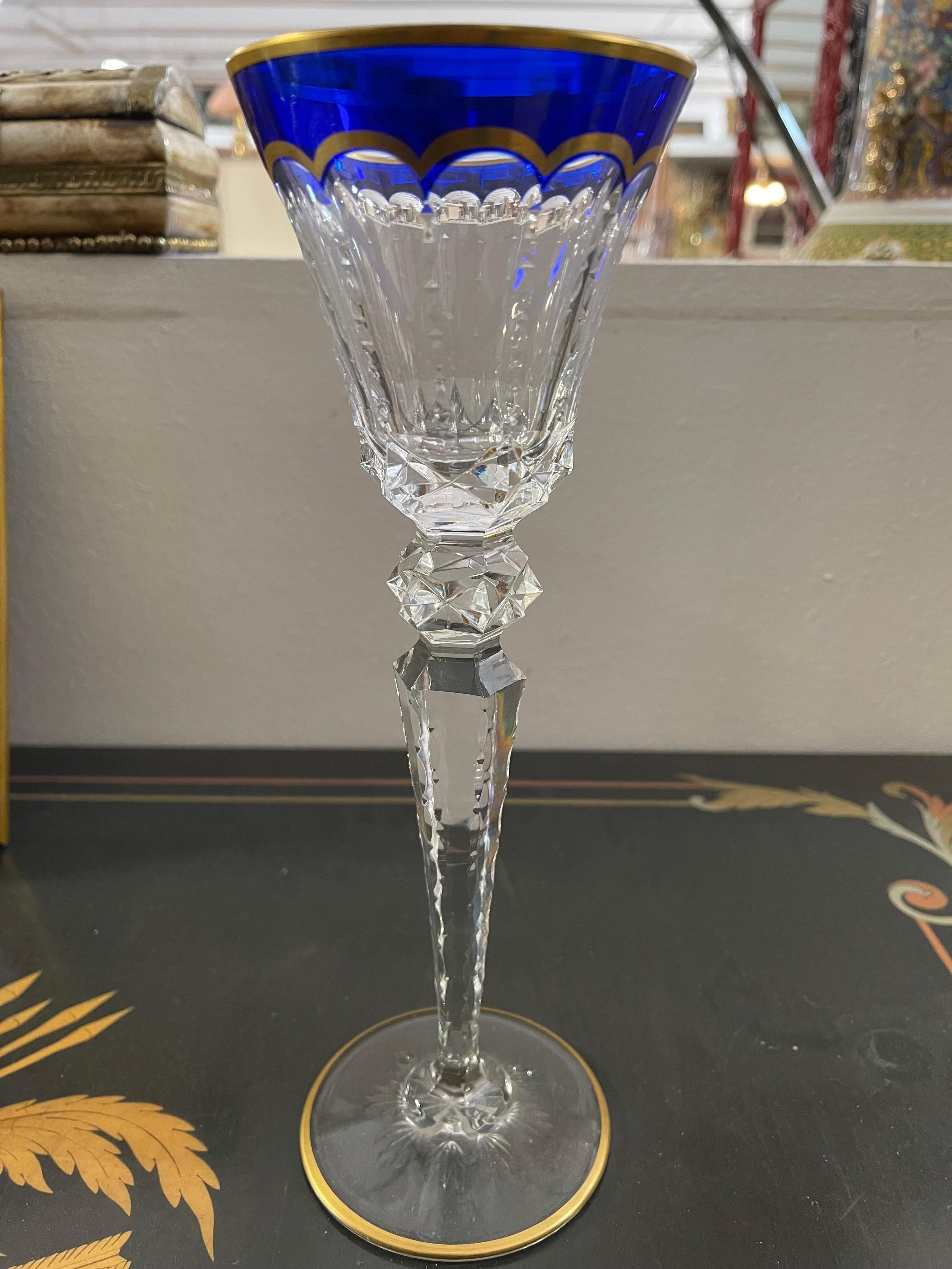 Other Set di due bicchieri da vino in cristallo saint louis colorato vintage  For Sale