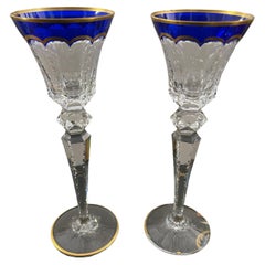 Set di due bicchieri da vino in cristallo saint louis colorato vintage 