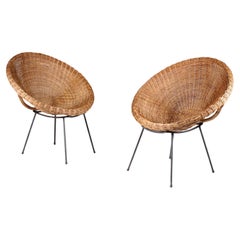 Set of two rattan armchairs, Italian manufacture
