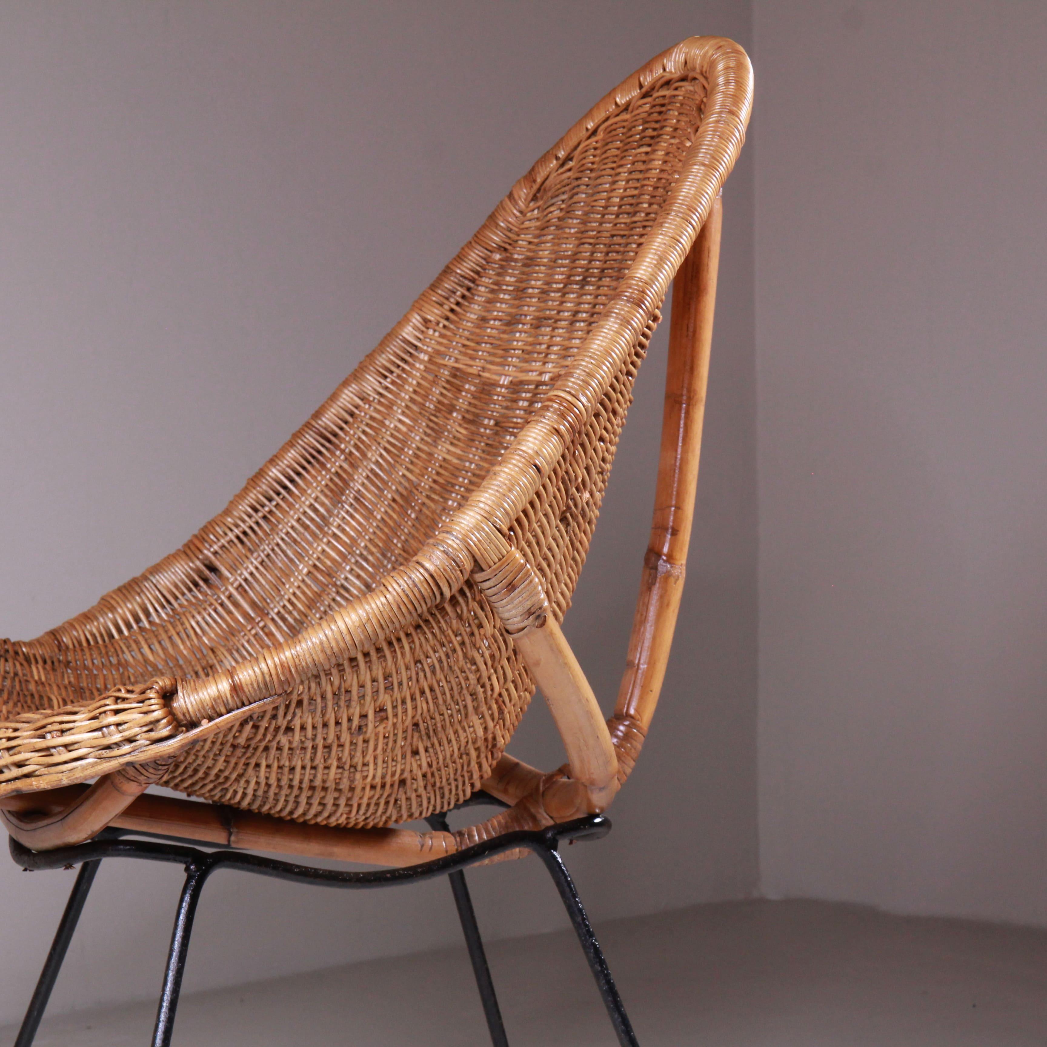 Ensemble de deux fauteuils en rotin, fabrication italienne en vente 4