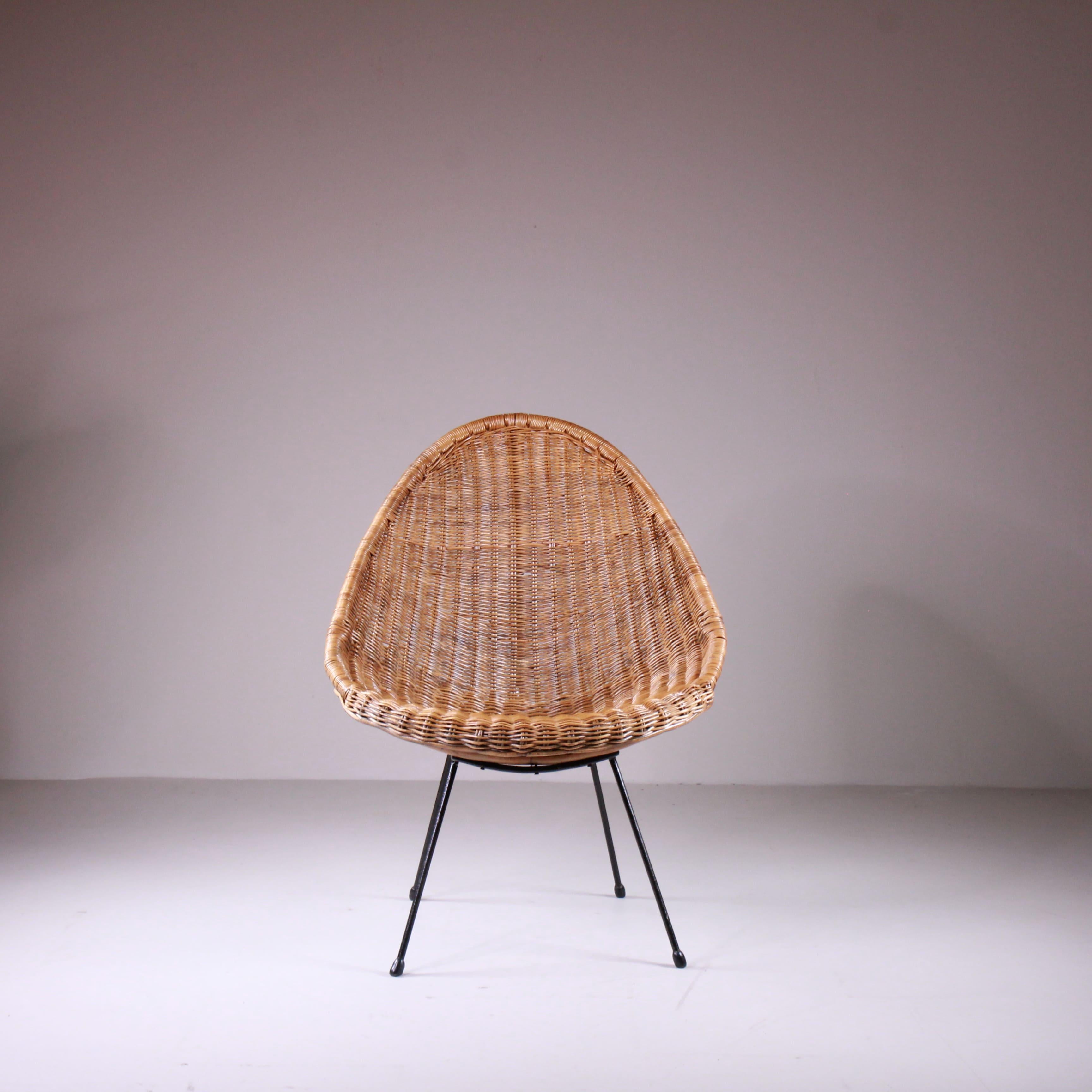 Ensemble de deux fauteuils en rotin, fabrication italienne Bon état - En vente à Milano, Lombardia