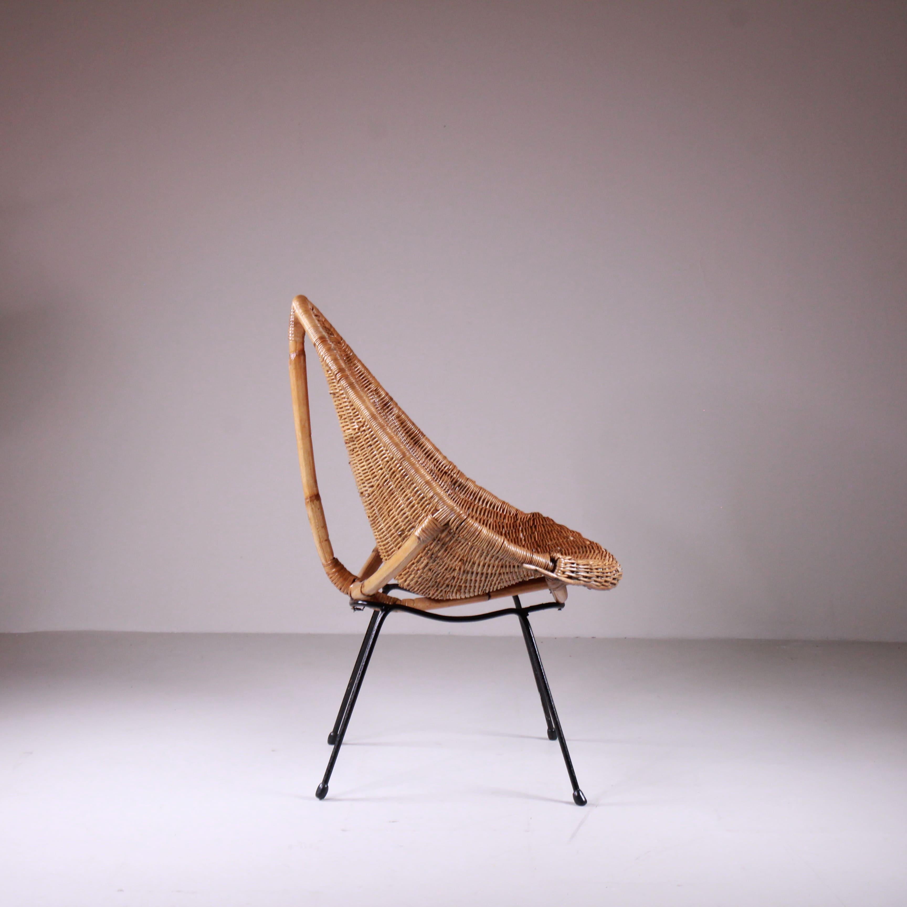 Osier Ensemble de deux fauteuils en rotin, fabrication italienne en vente