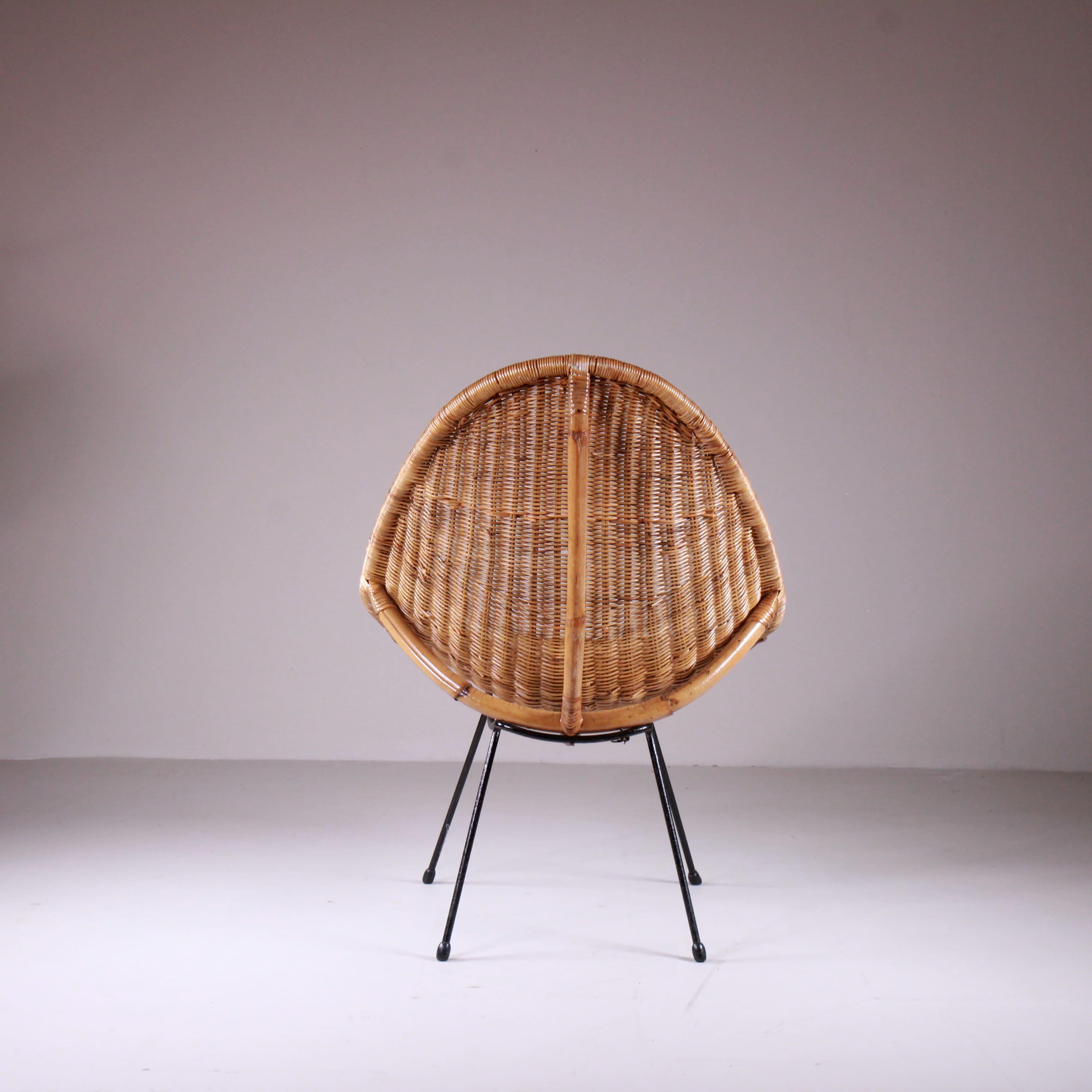 Ensemble de deux fauteuils en rotin, fabrication italienne en vente 1