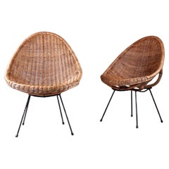 Set of two rattan armchairs, Italian manufacture