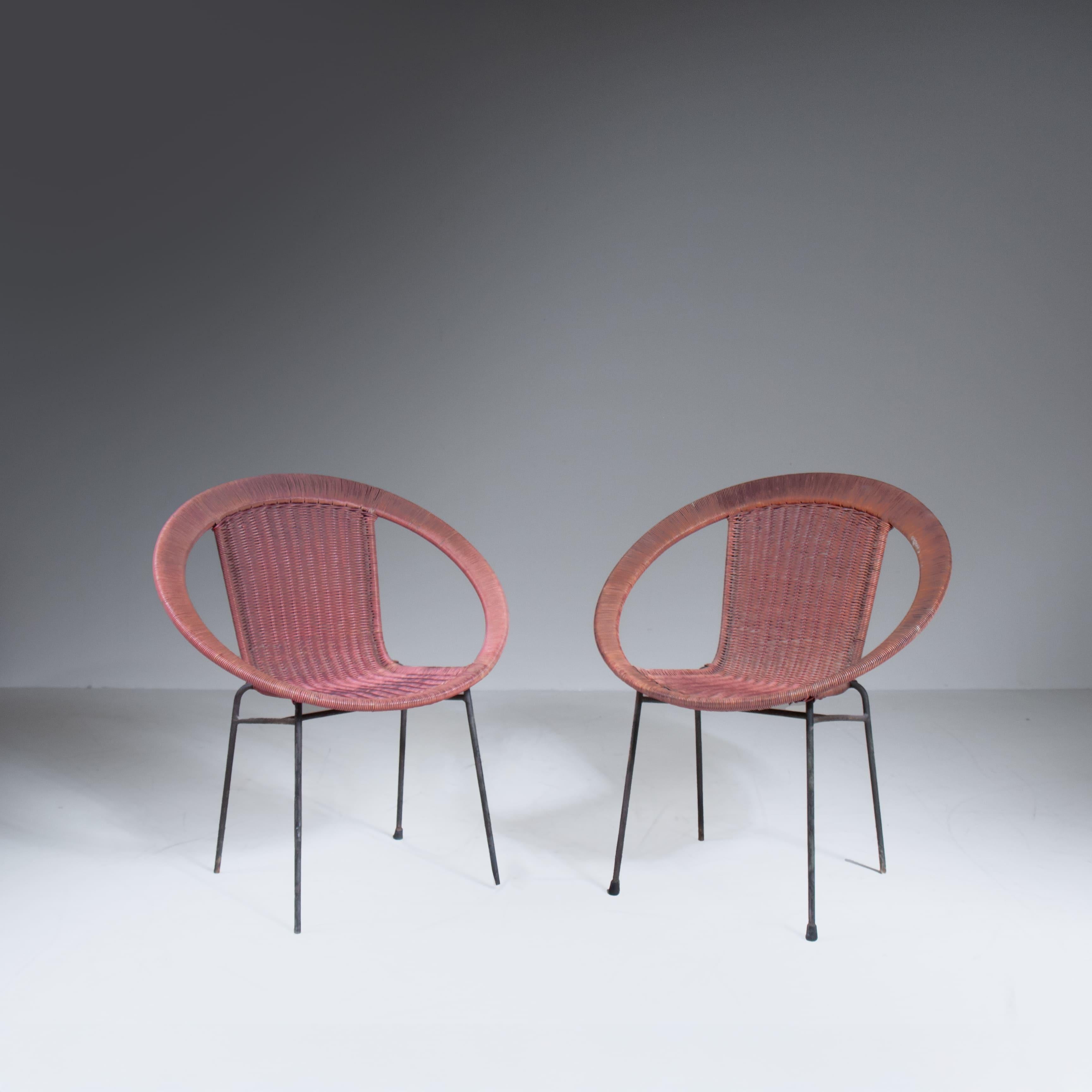 Moderno Set di due sedie da esterno, corda in gomma, 1970 in vendita