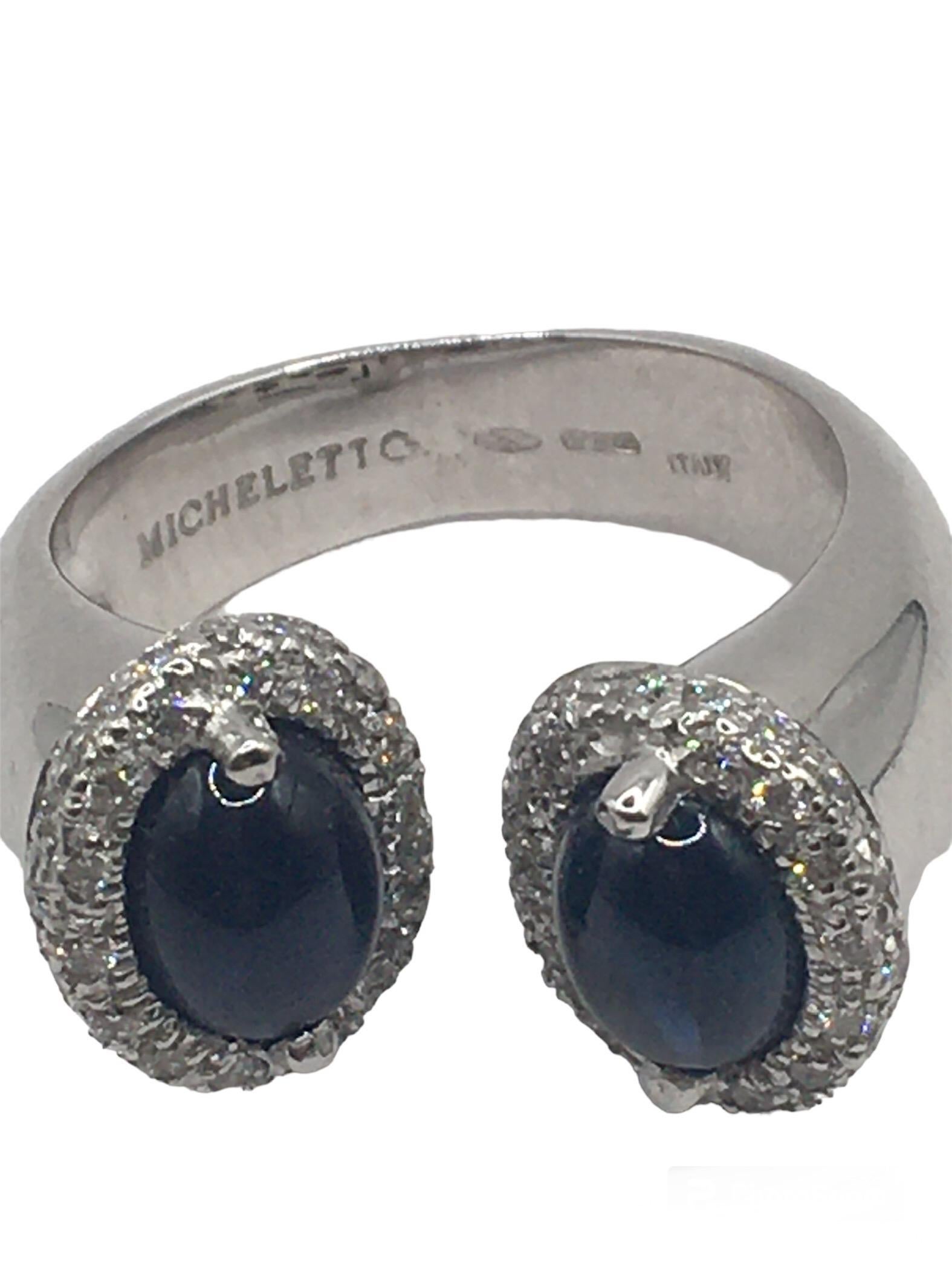 18kt White Gold Jewelry Set with Diamonds and Sapphires In New Condition For Sale In Milano, Lombardia