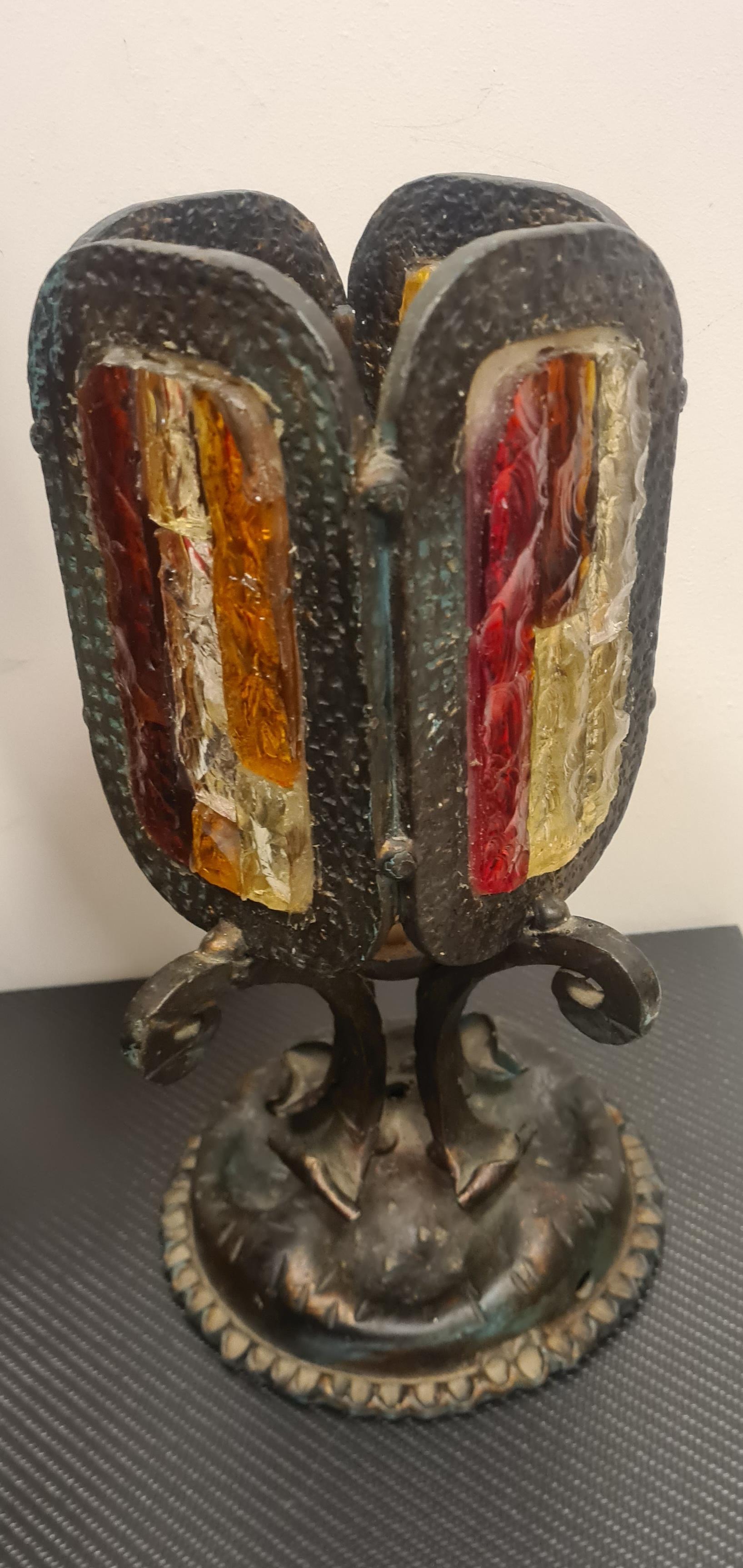 Ensemble de lampes en fer forgé et verre de style brutaliste par Albano Poli pour Poliarte en vente 2