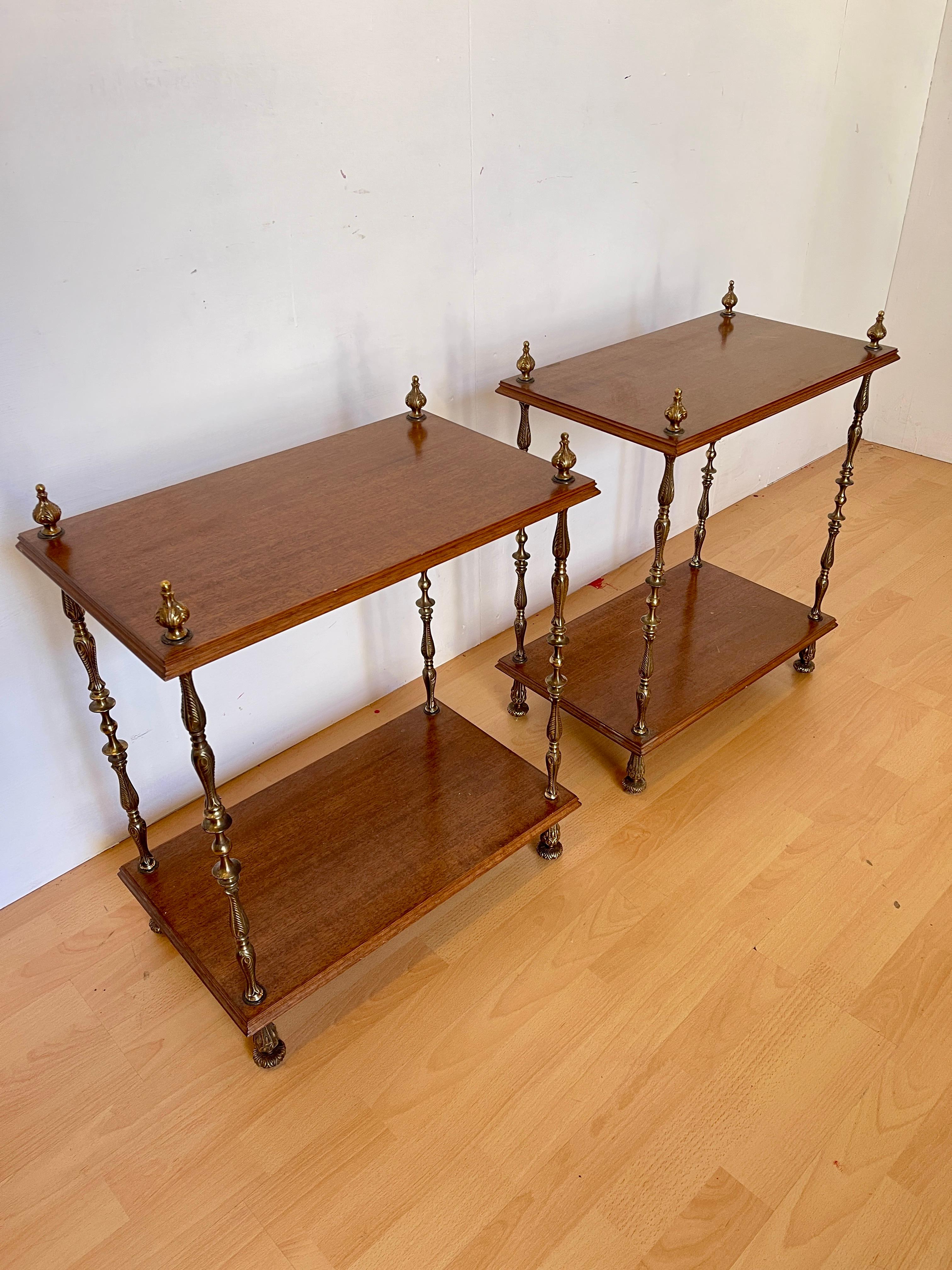 Set di librerie classiche italiane degli anni '50 in legno e bronzo For Sale 4