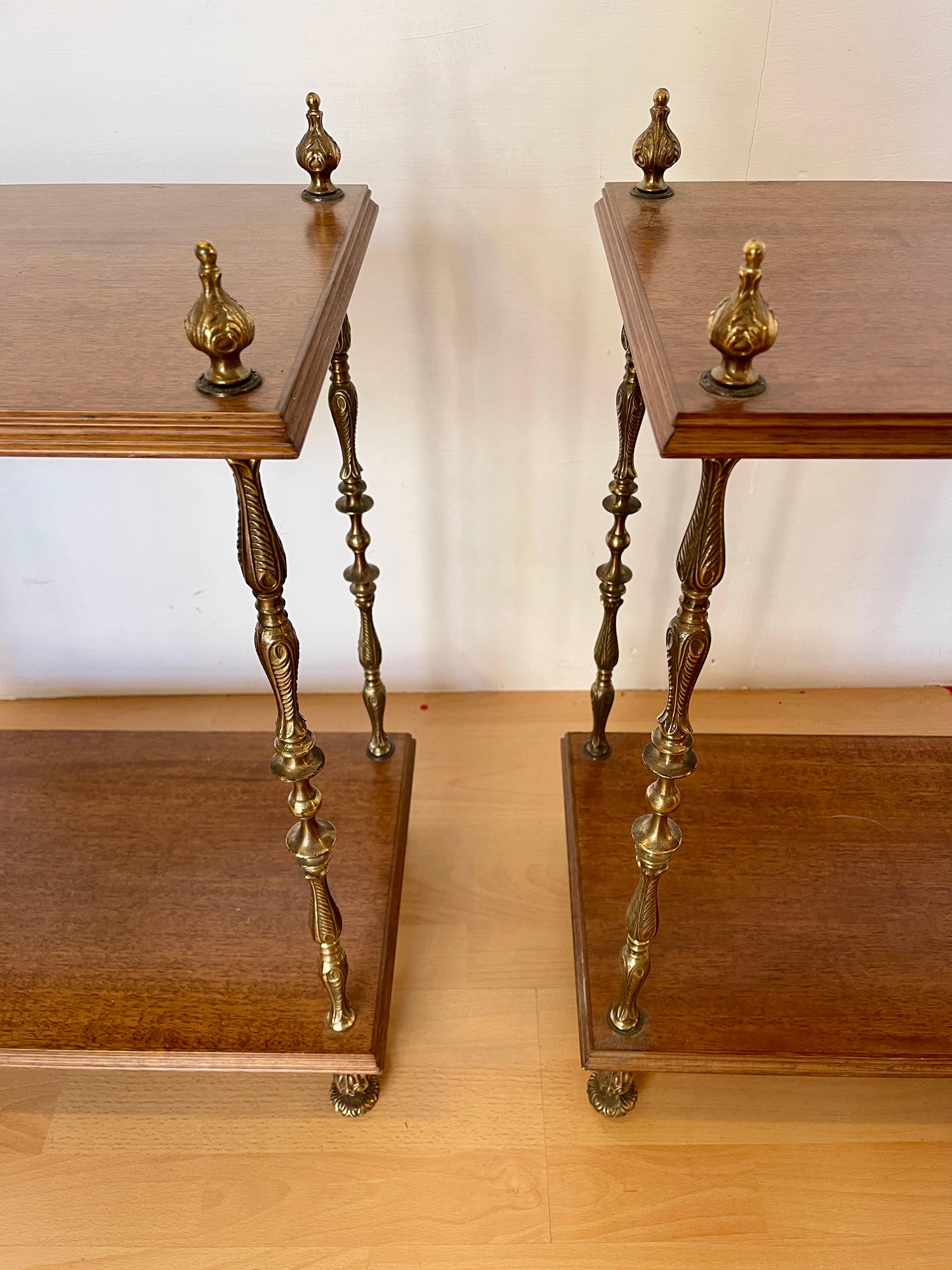 Set di librerie classiche italiane degli anni '50 in legno e bronzo For Sale 5