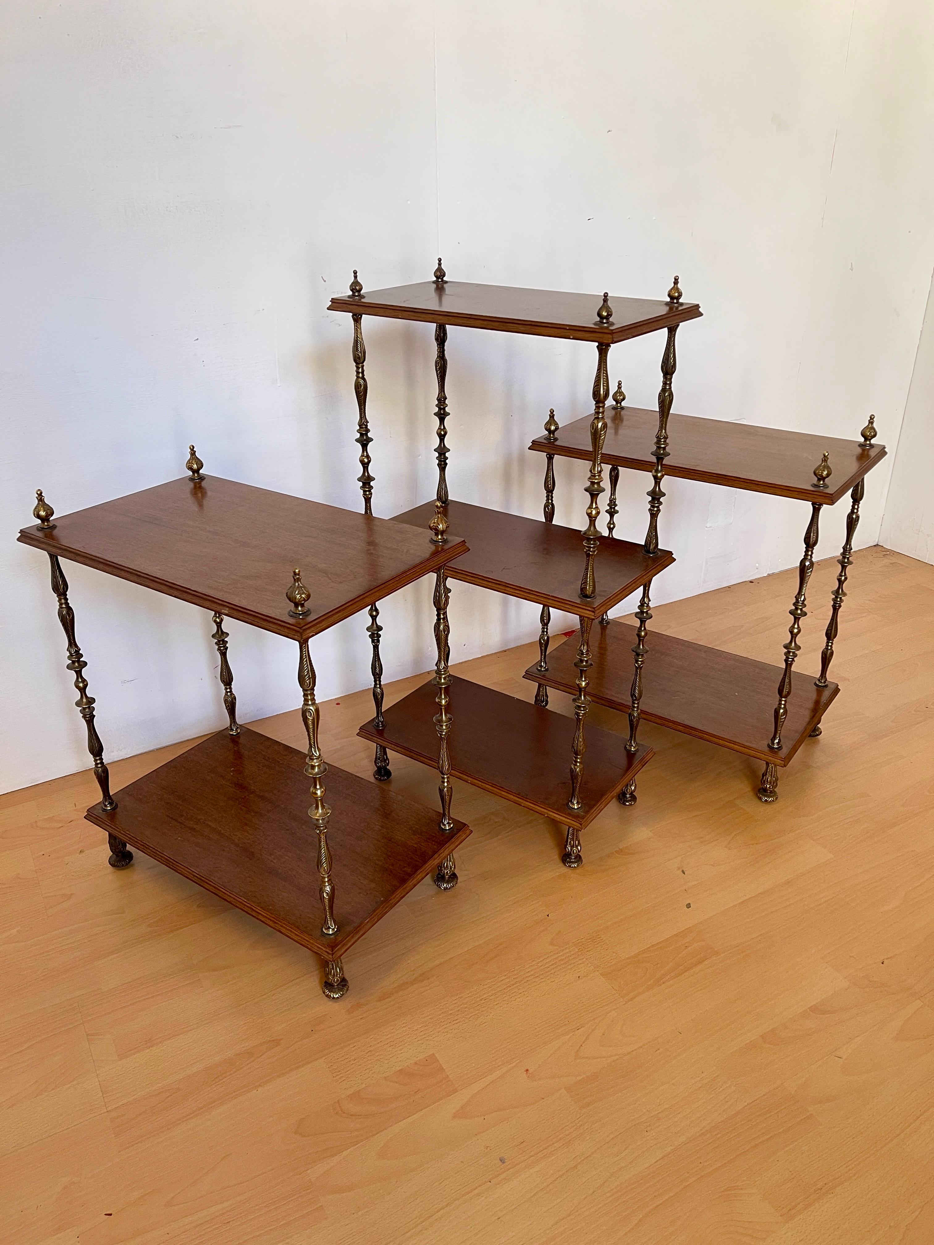Set di librerie classiche italiane degli anni '50 in legno e bronzo For Sale 6